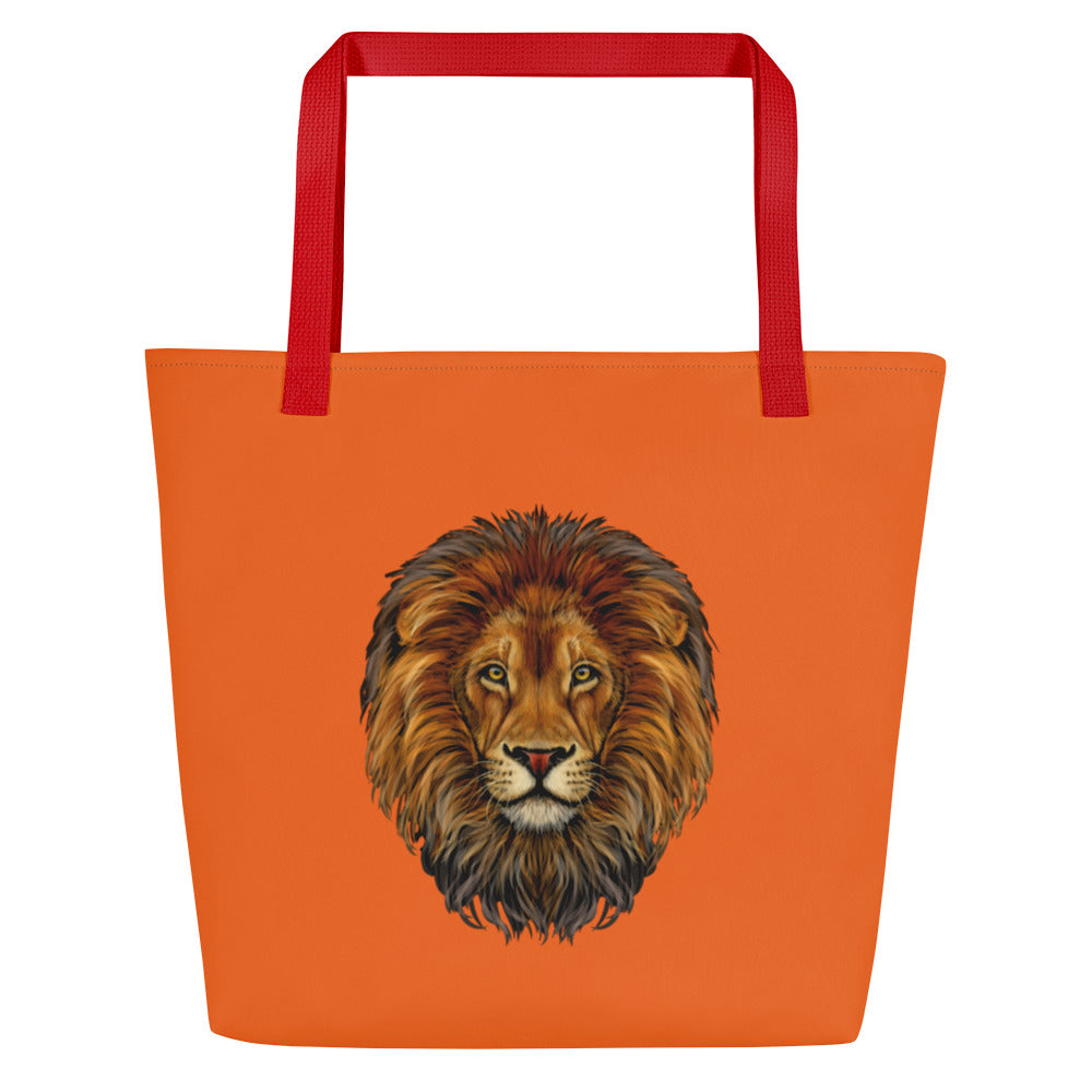 "STRONG"Orange Large Tote Bag W/White Font