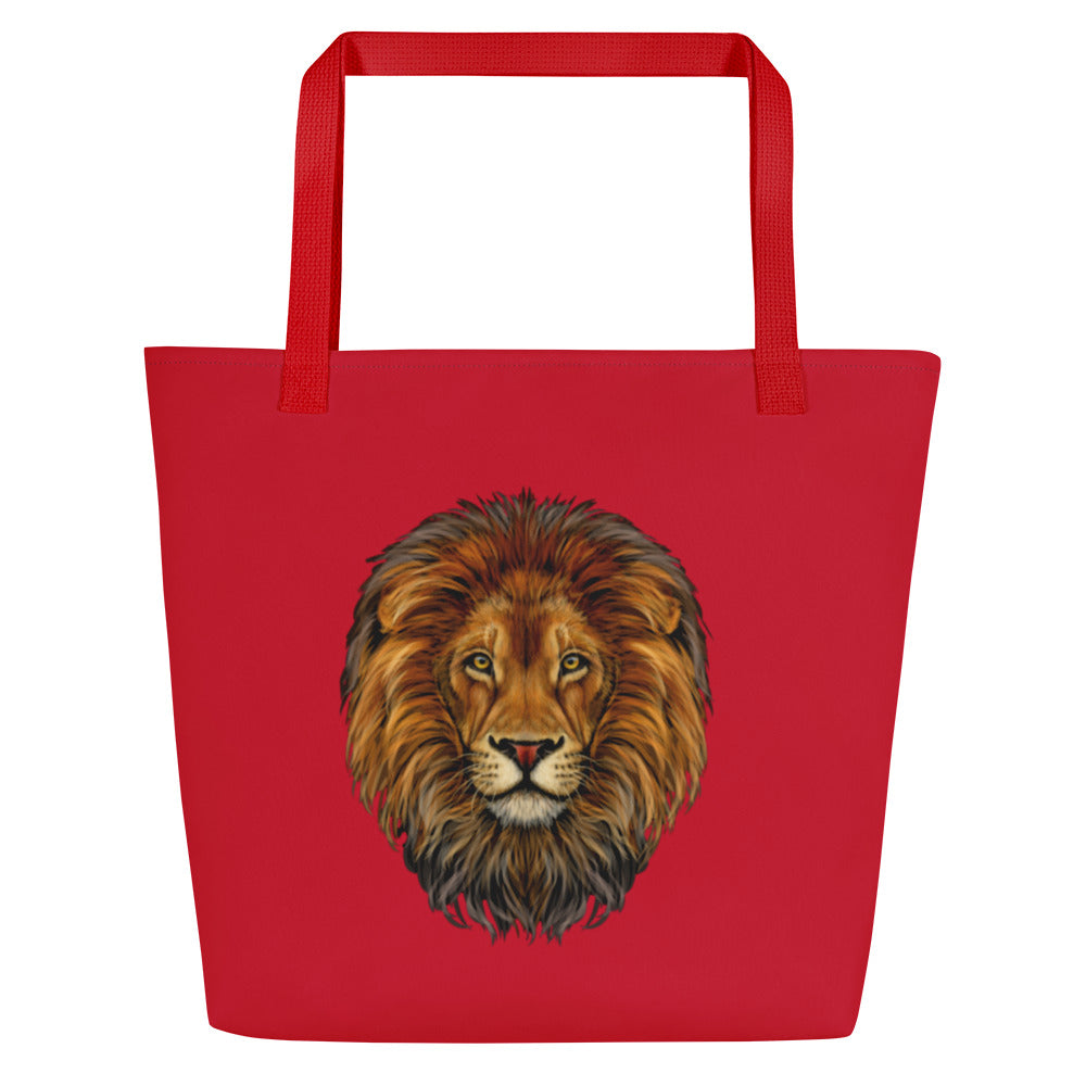 "STRONG"Red Large Tote Bag W/White Font