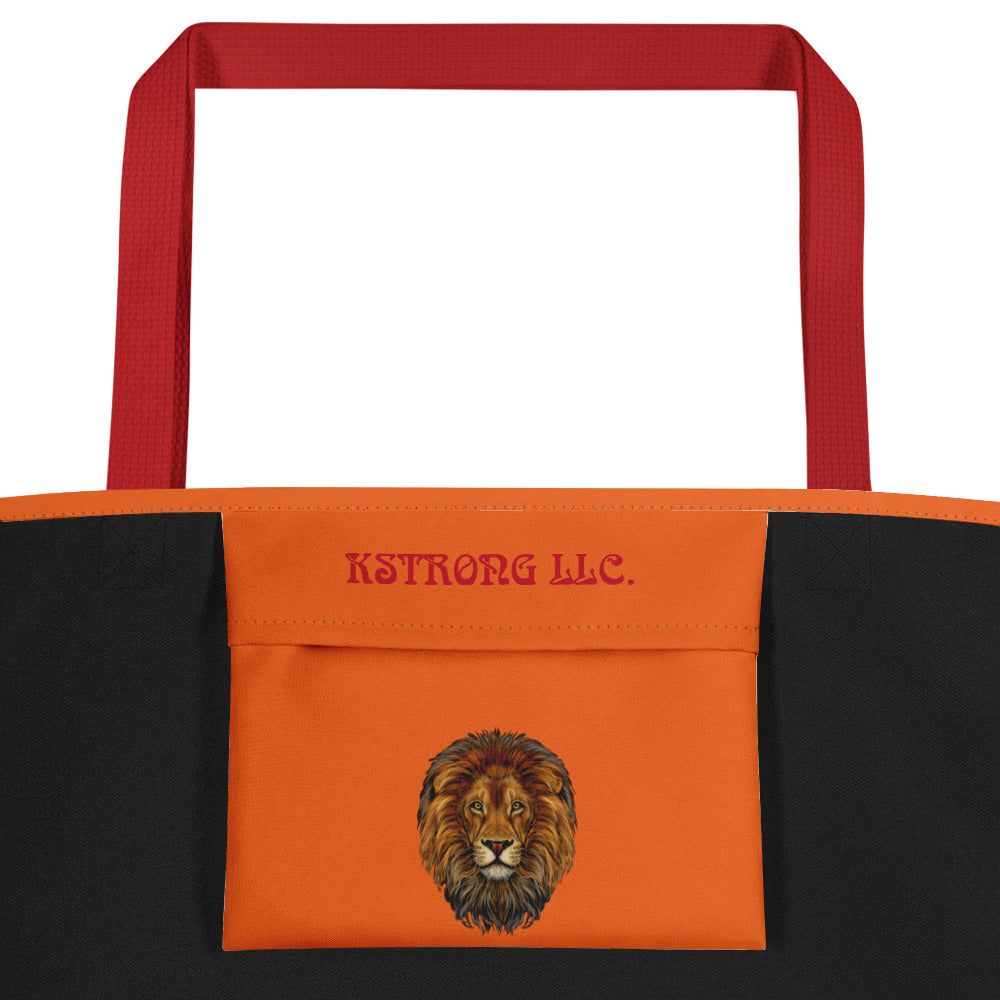 "STRONG"Orange Large Tote Bag W/White Font