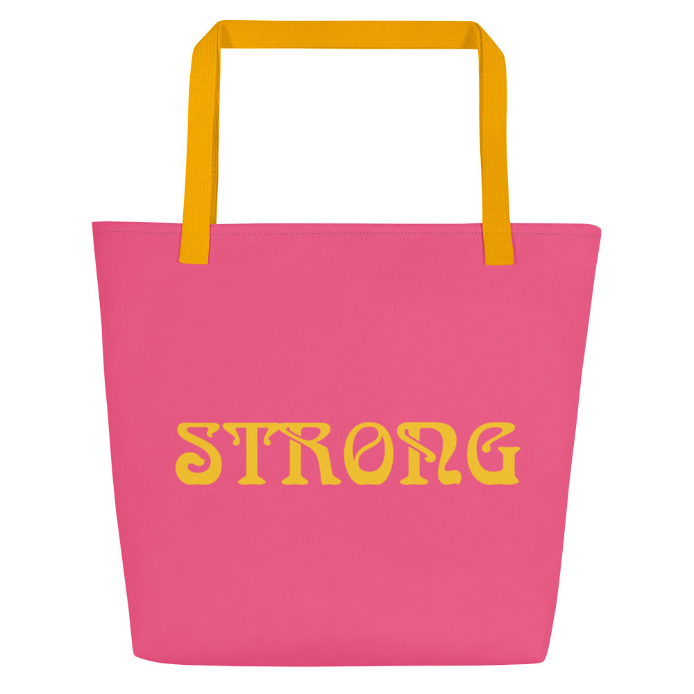 "STRONG"Cotton Candy Large Tote Bag W/Yellow Font