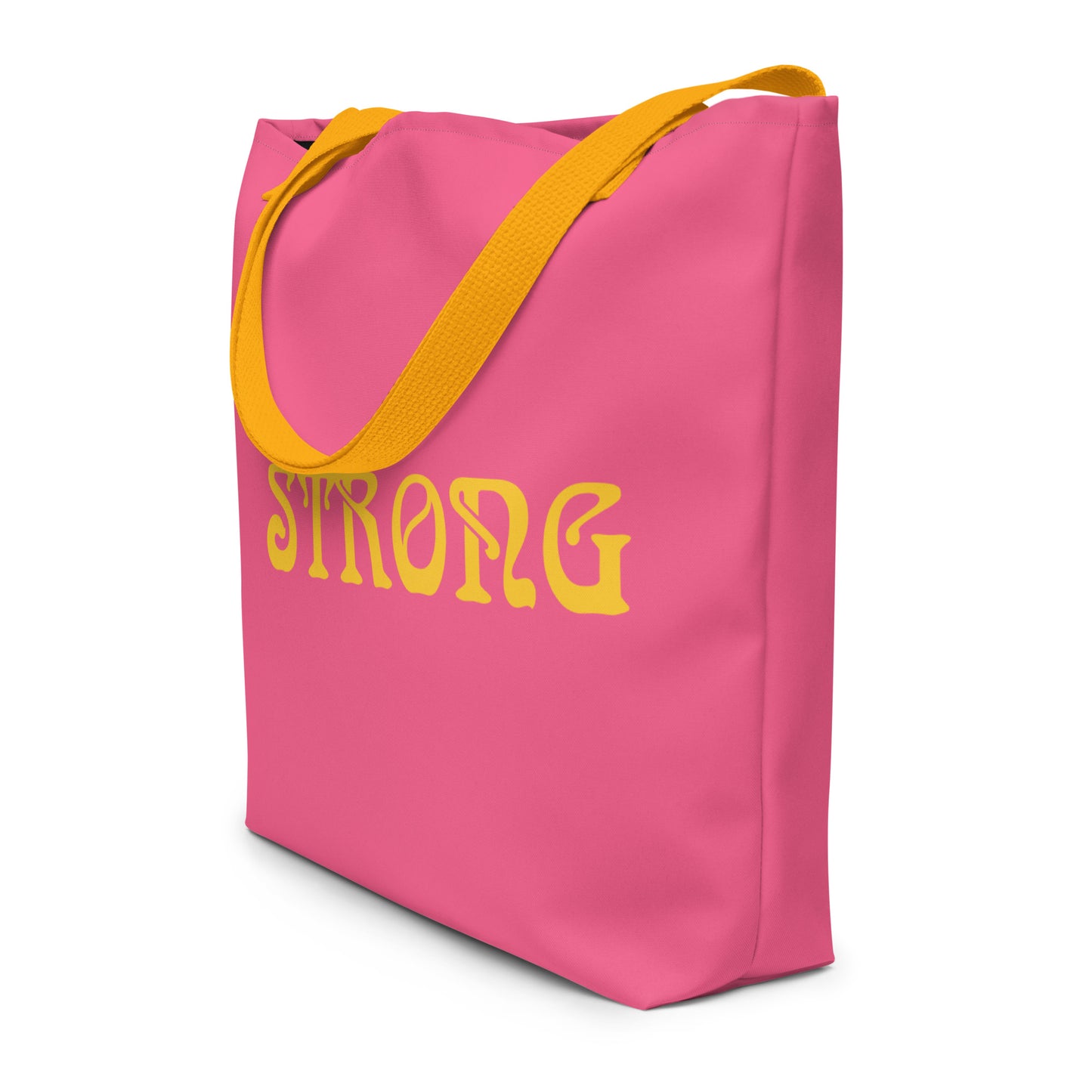"STRONG"Cotton Candy Large Tote Bag W/Yellow Font