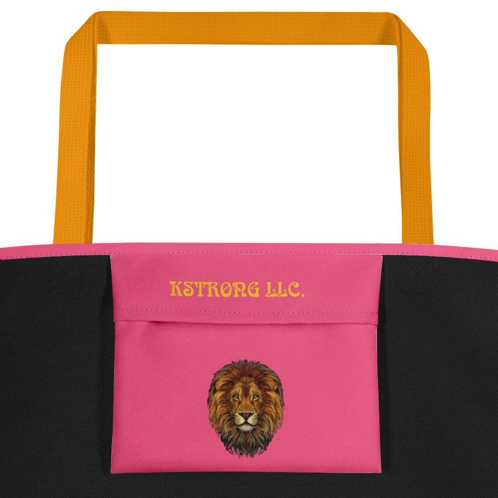 "STRONG"Cotton Candy Large Tote Bag W/Yellow Font