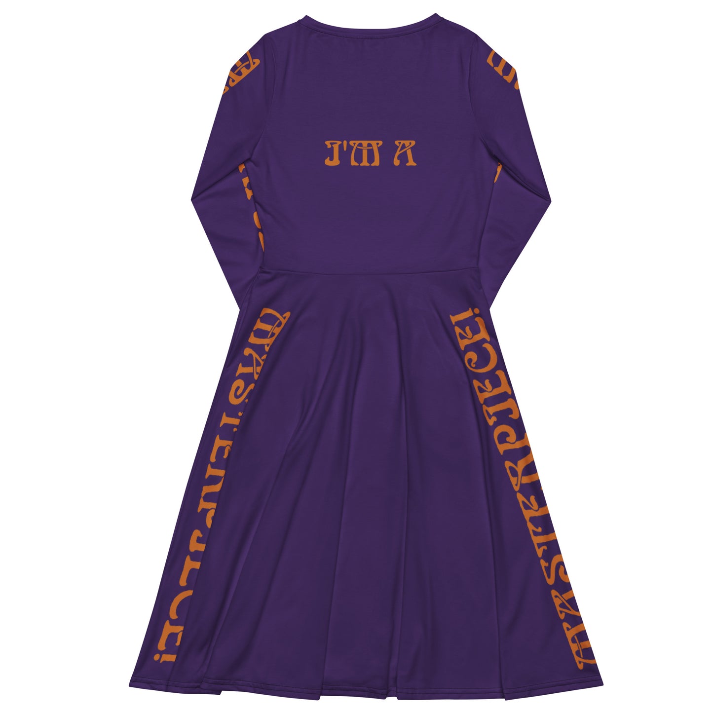 “I’M A MASTERPIECE!"Purple Long Sleeve Midi Dress W/Bronze Font