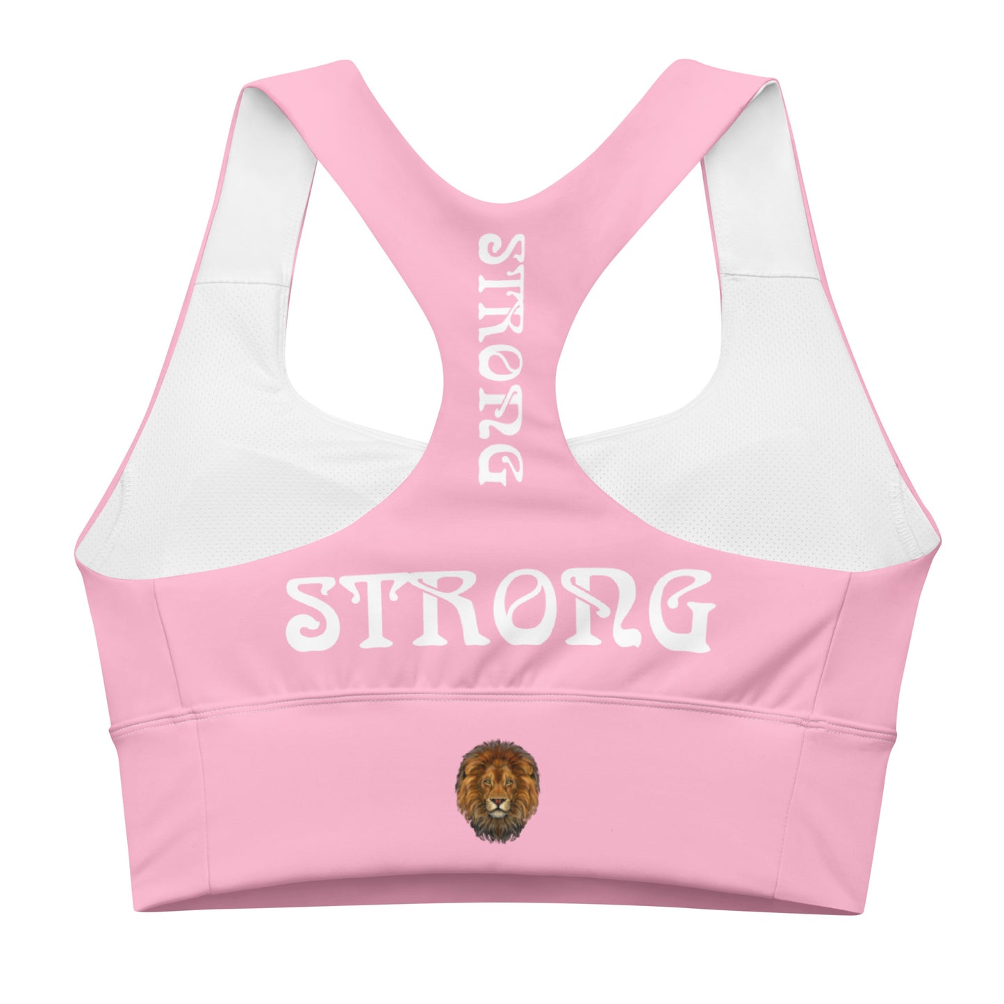 “STRONG” Cotton Candy Longline Sports Bra W/White Font