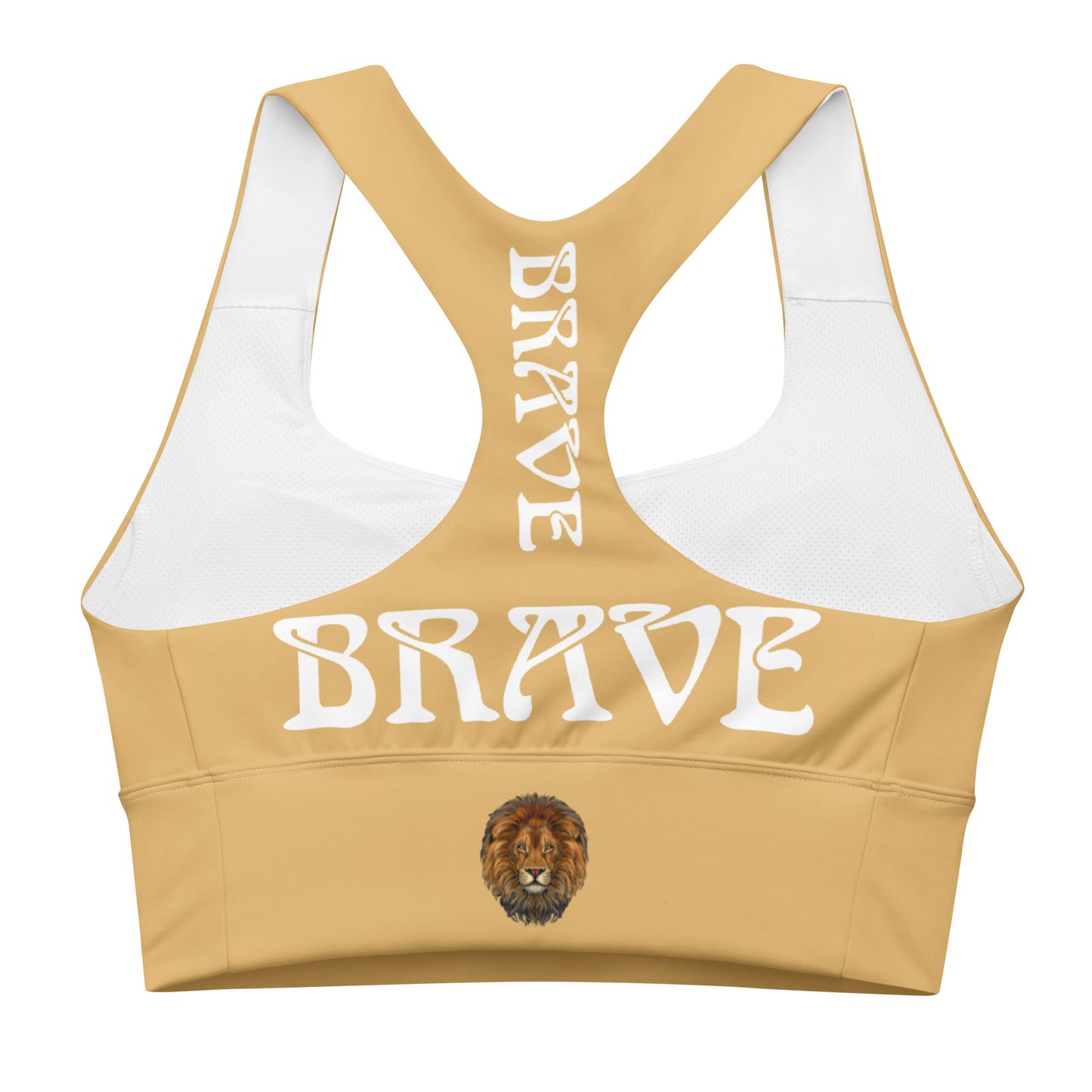 “BRAVE” Fawn Longline Sports Bra W/White Font