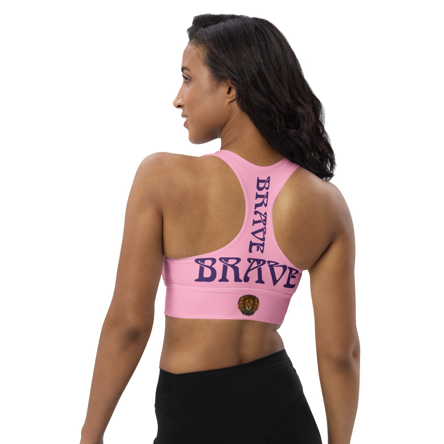 “BRAVE” Cotton Candy Longline Sports Bra W/Purple Font