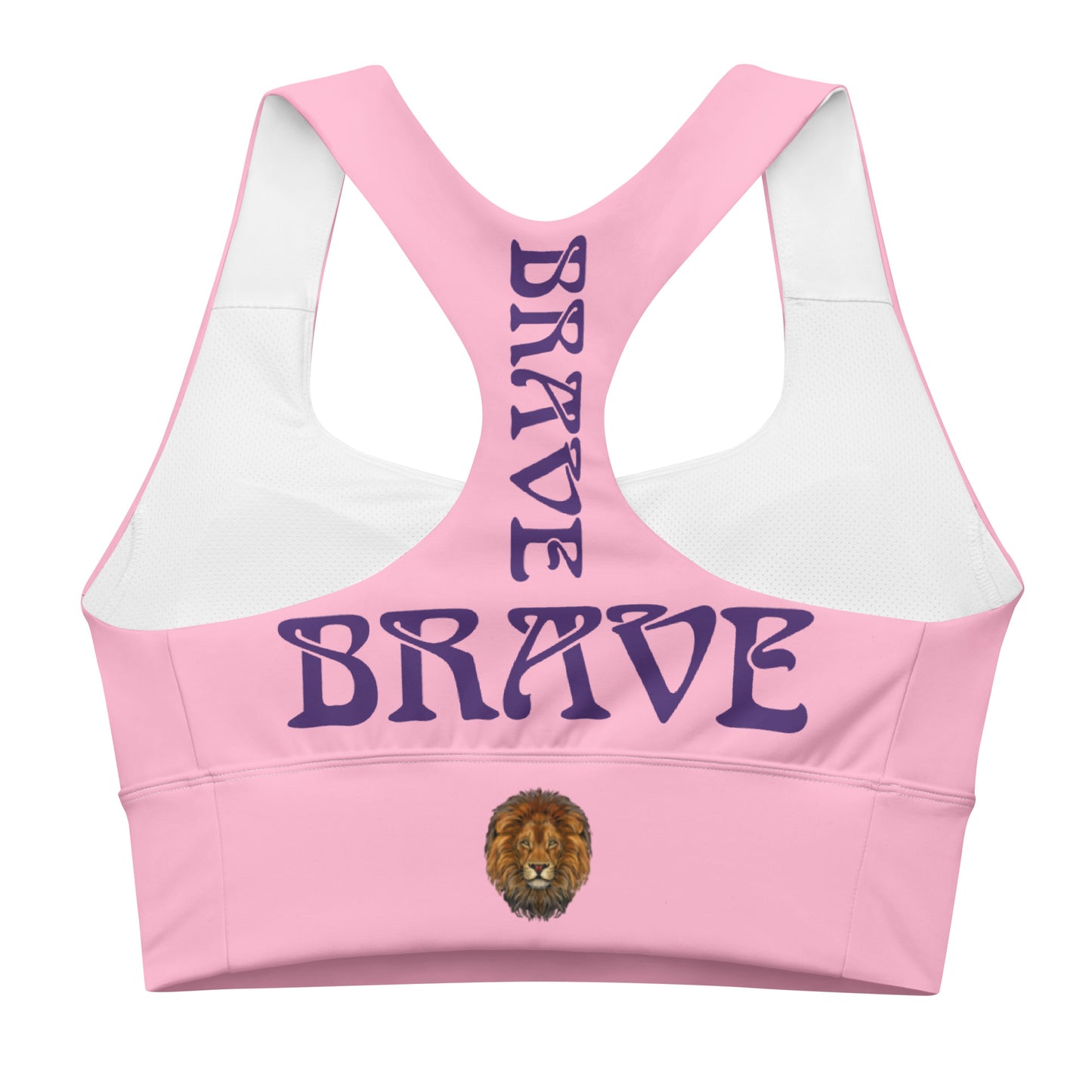 “BRAVE” Cotton Candy Longline Sports Bra W/Purple Font