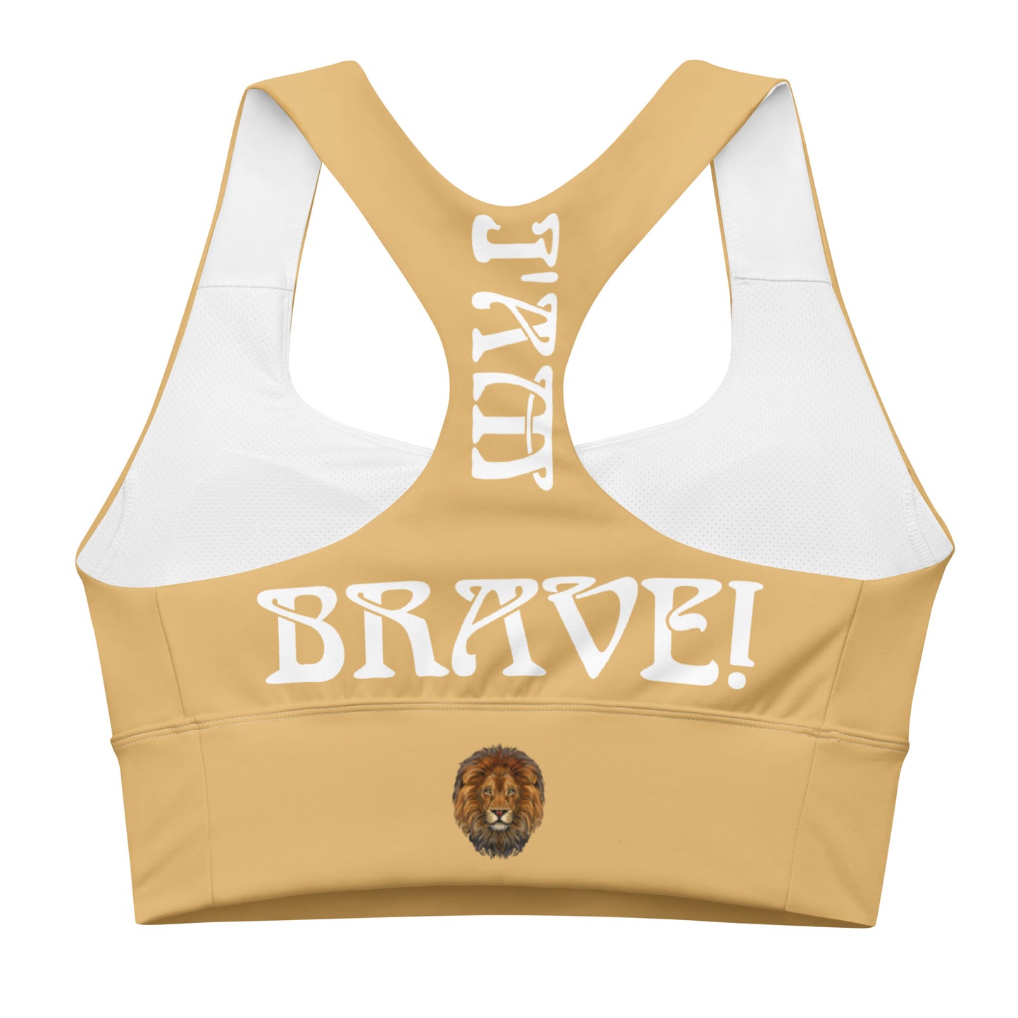 “I’AM BRAVE!” Fawn Longline Sports Bra W/White Font