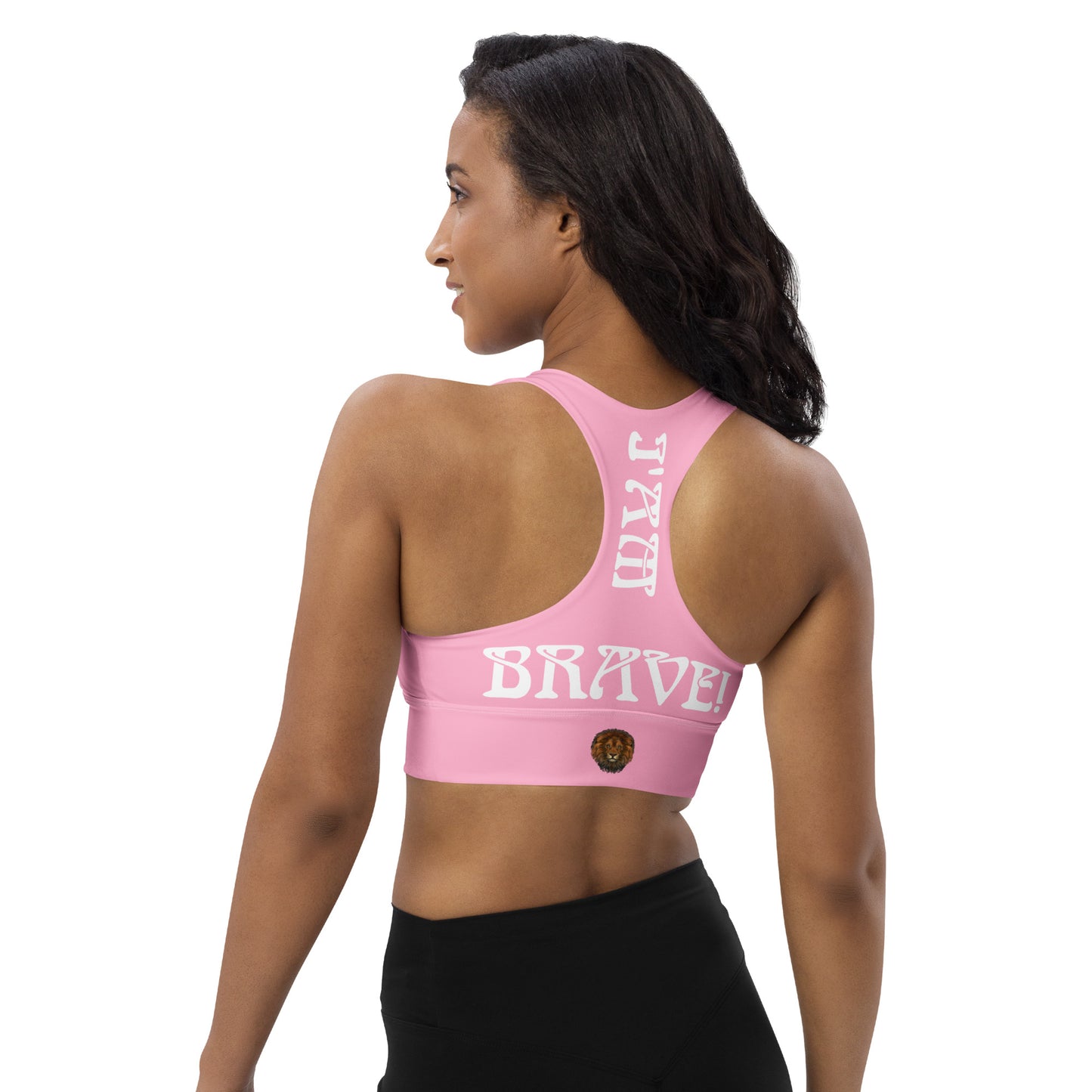 “I’AM BRAVE!” Cotton Candy Longline Sports Bra W/White Font