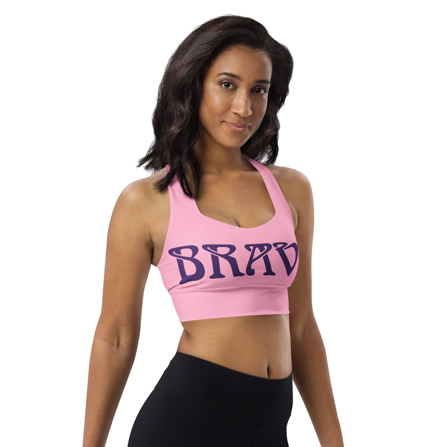 “BRAVE” Cotton Candy Longline Sports Bra W/Purple Font