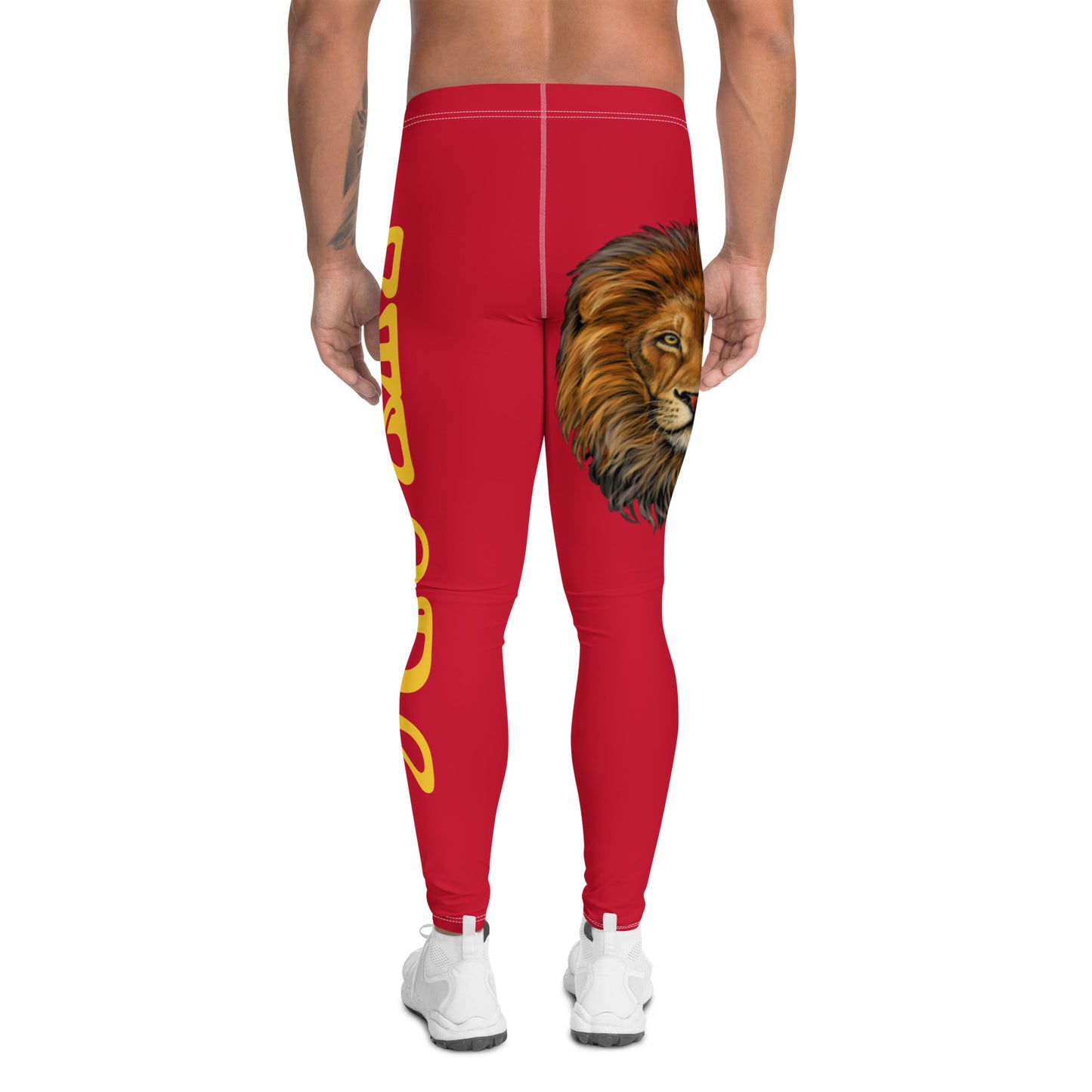 “STRONG”Red Men's Leggings W/Yellow Font