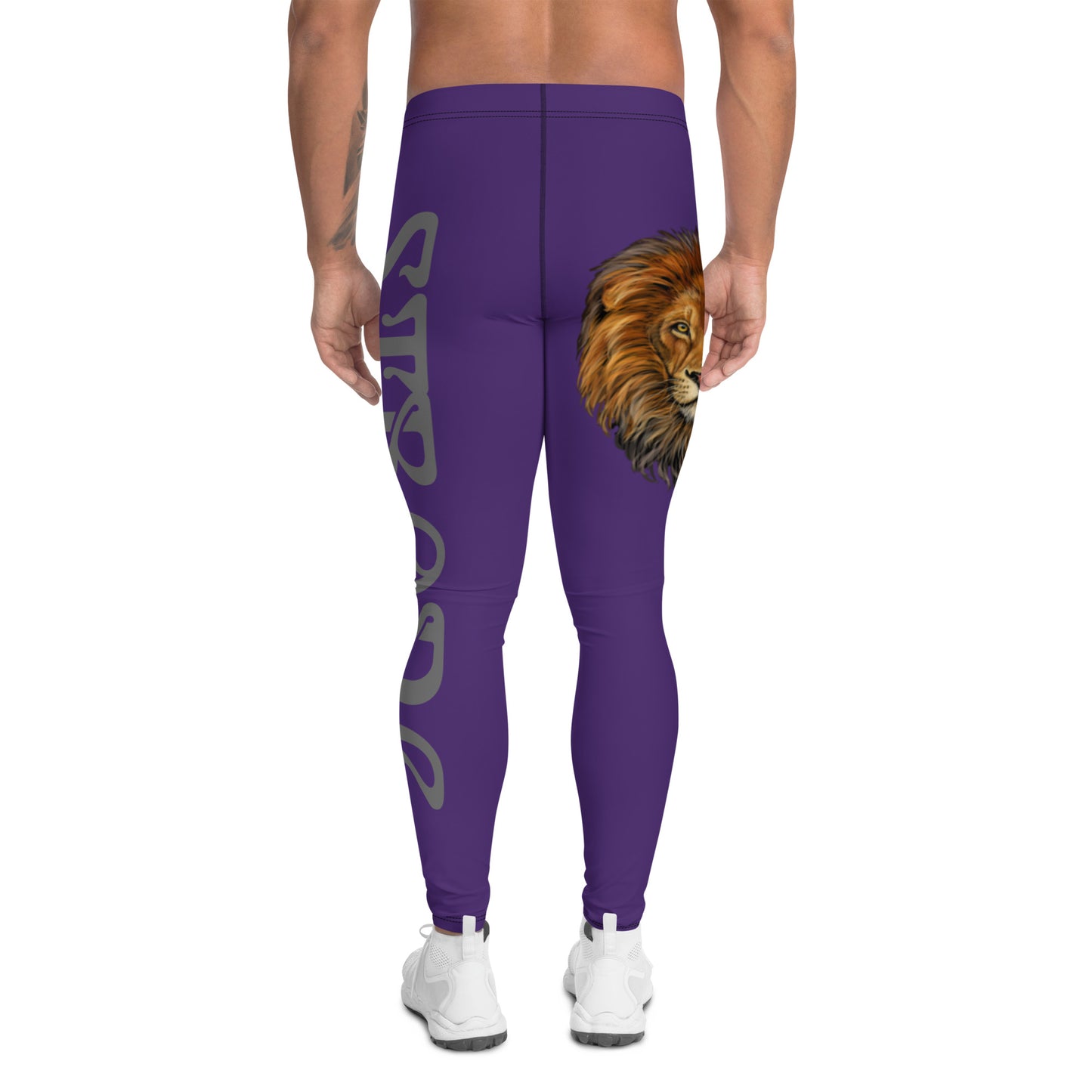 “STRONG”Purple Men's Leggings W/Grey Font