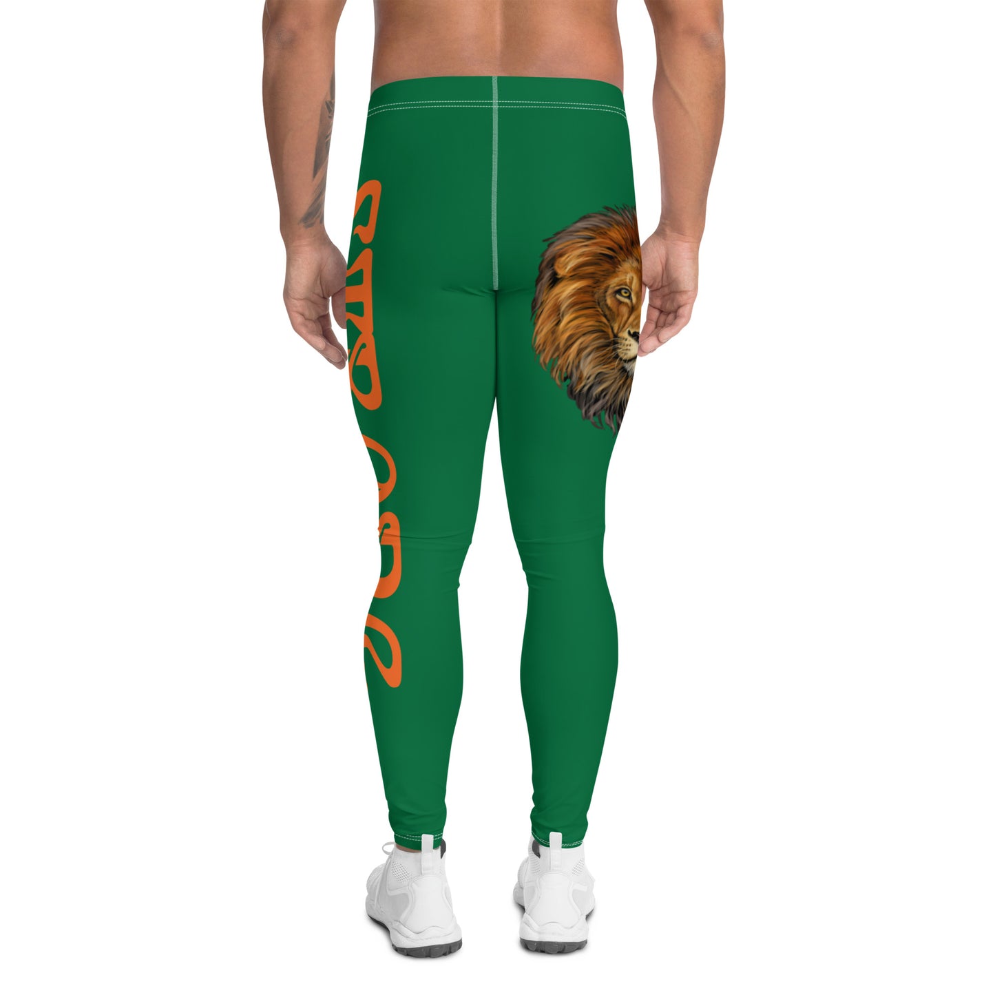 “STRONG”Green Men's Leggings W/Orange Font
