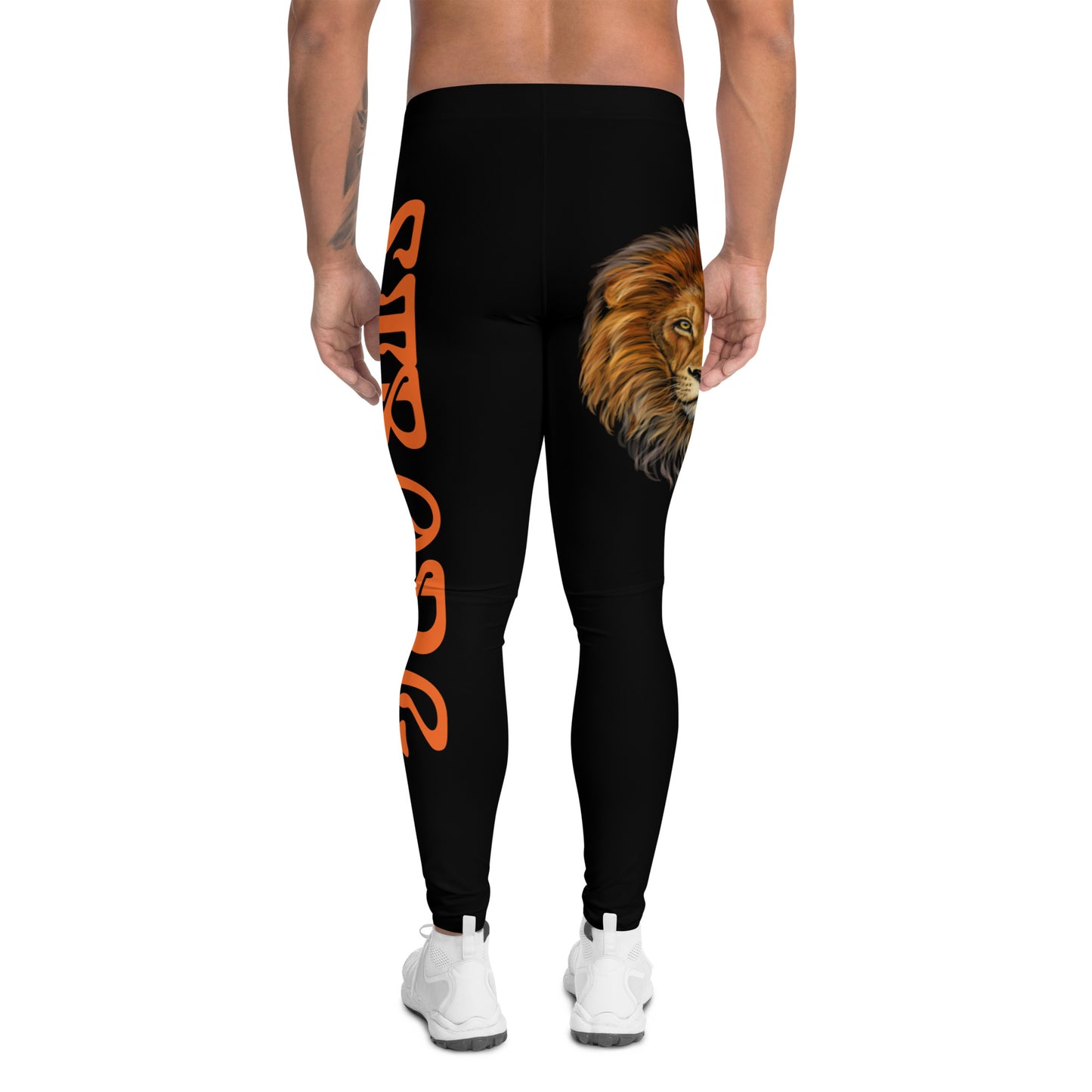 “STRONG”Black Men's Leggings W/Orange Font