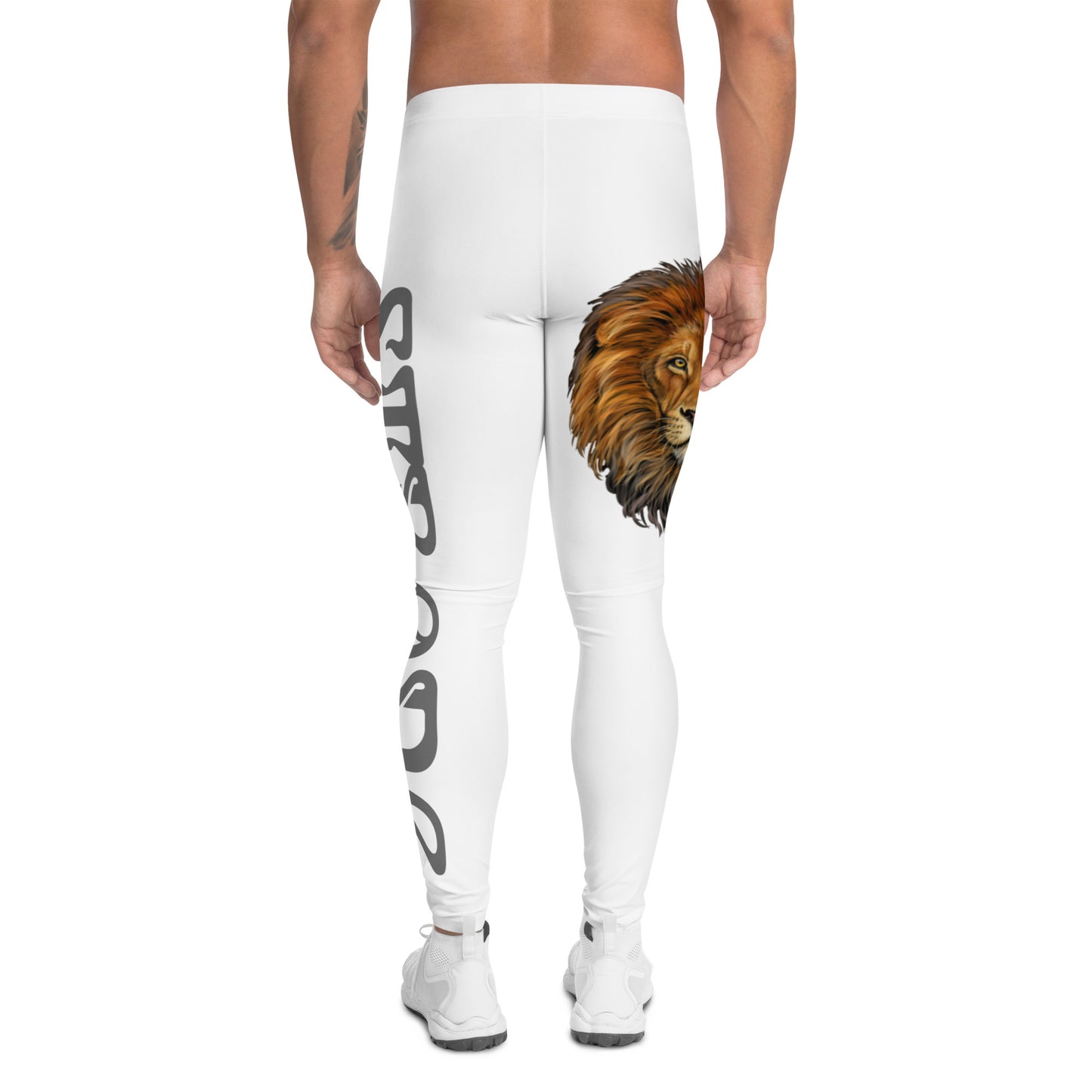 “STRONG”White Men's Leggings W/Grey Font