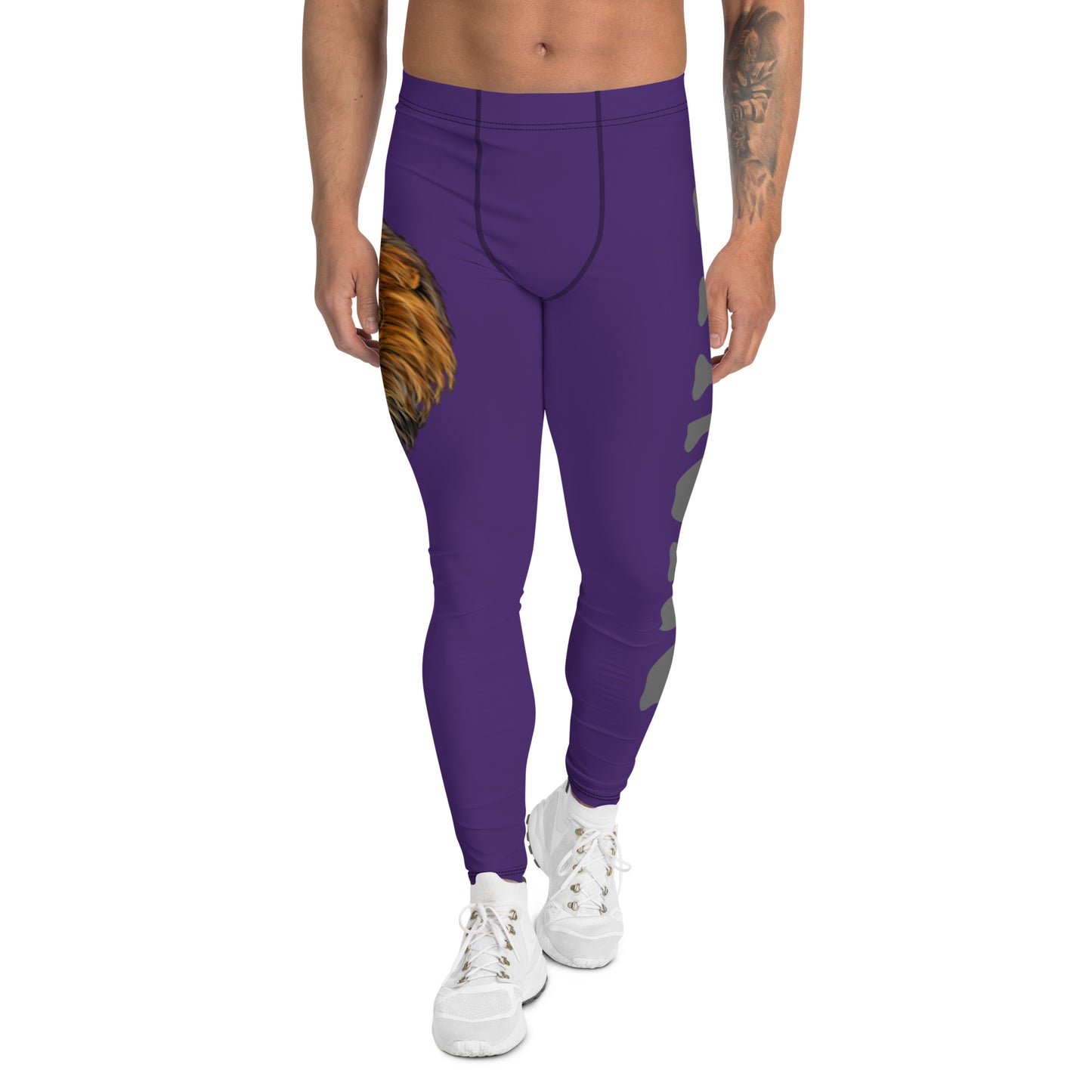 “STRONG”Purple Men's Leggings W/Grey Font