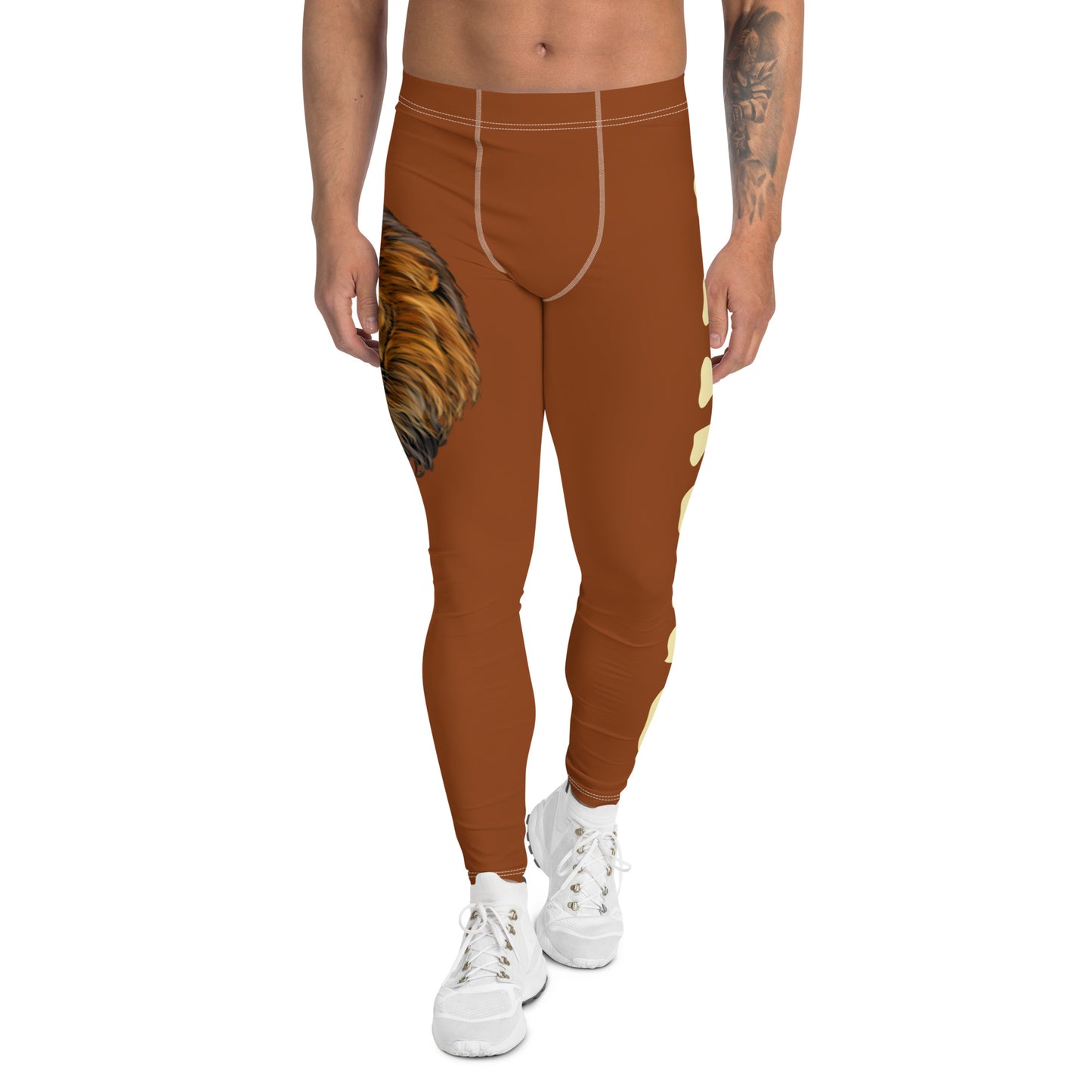 “STRONG”Brown Men's Leggings W/Banana Font