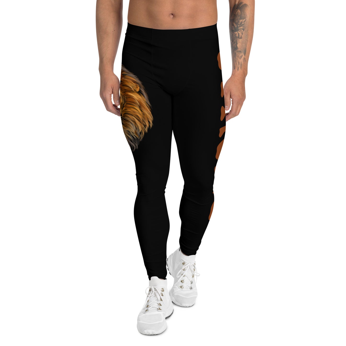 “STRONG”Black Men's Leggings W/Brown Font
