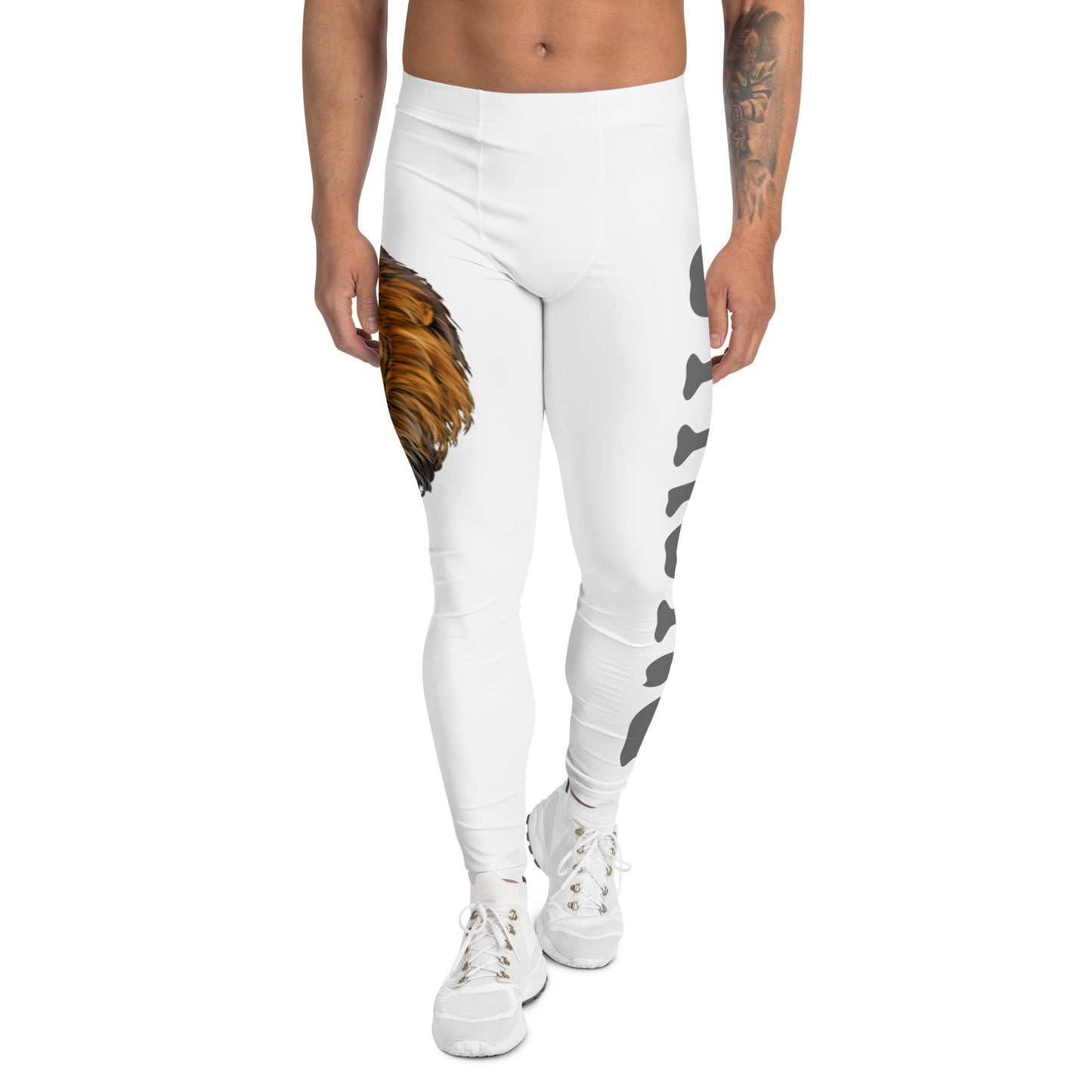 “STRONG”White Men's Leggings W/Grey Font