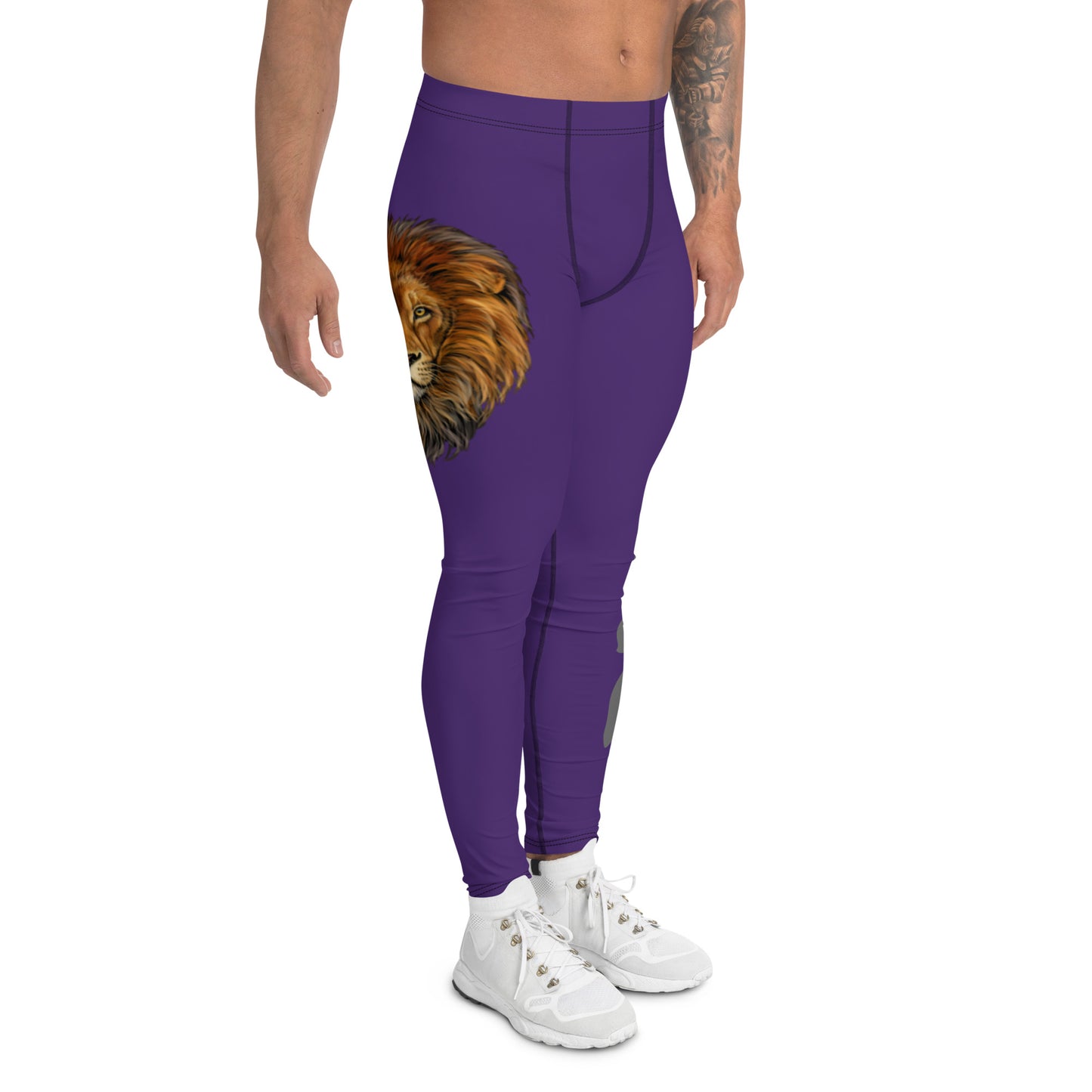 “STRONG”Purple Men's Leggings W/Grey Font