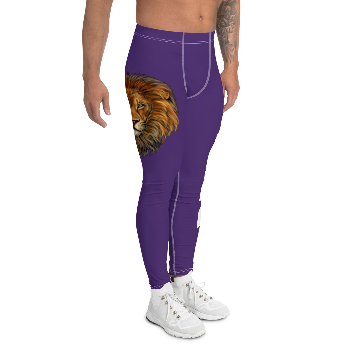 “STRONG”Purple Men's Leggings W/White Font