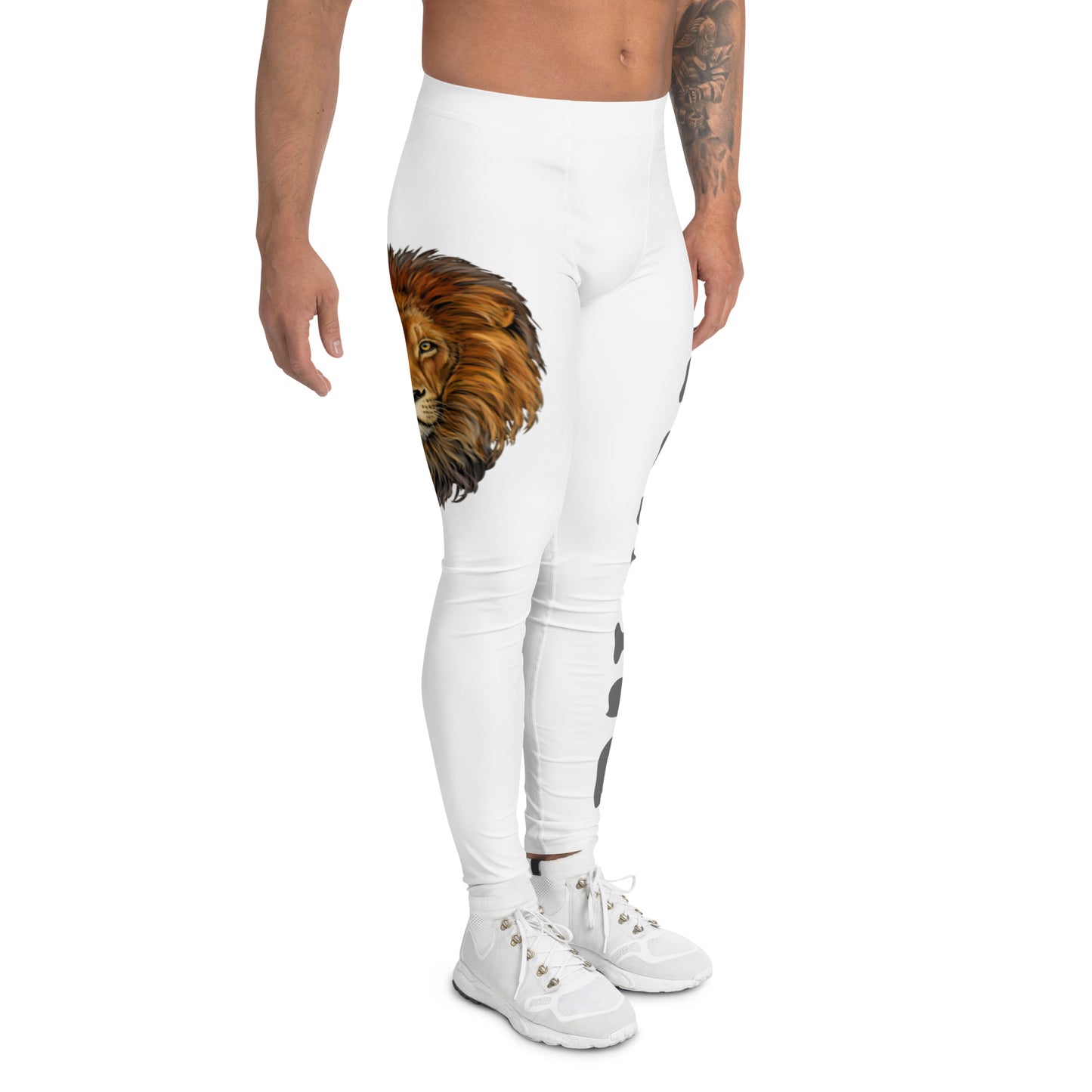 “STRONG”White Men's Leggings W/Grey Font