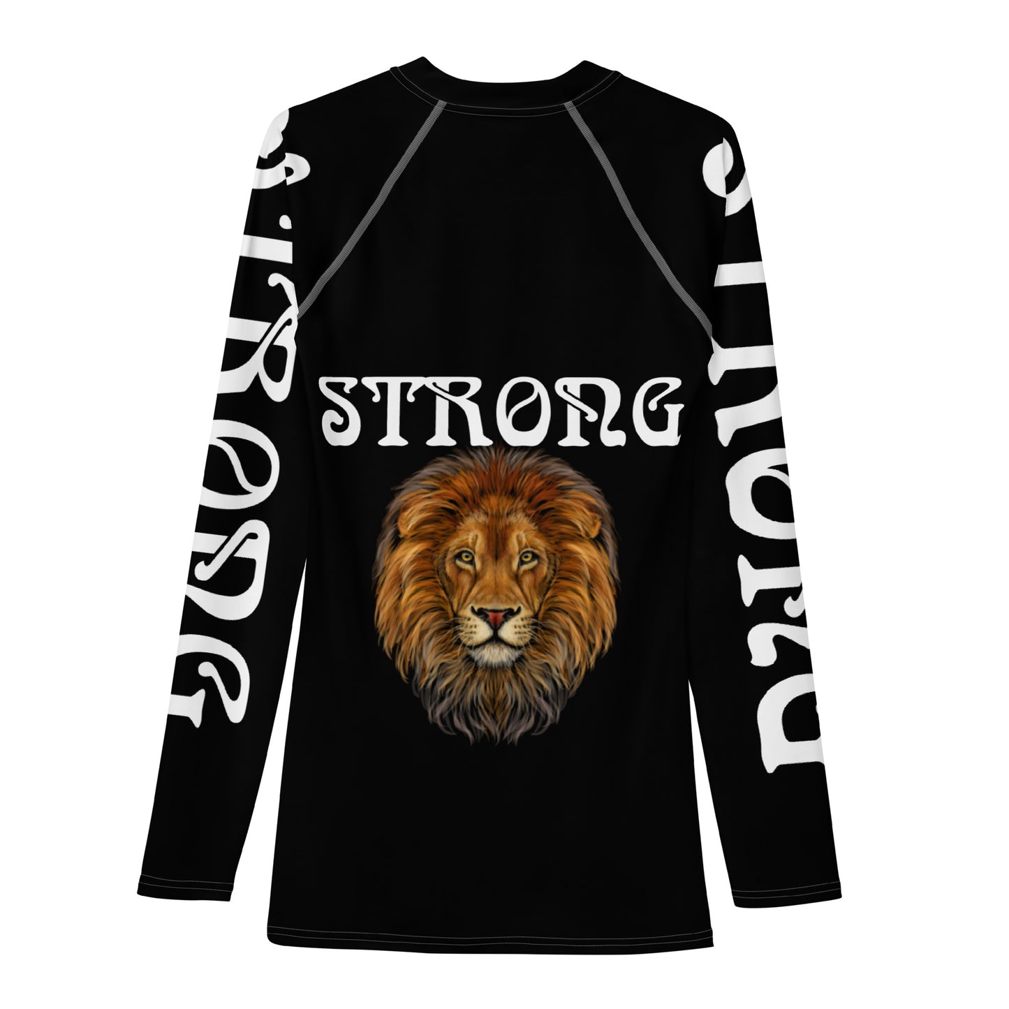“STRONG”Black Men's Rash Guard W/White Font