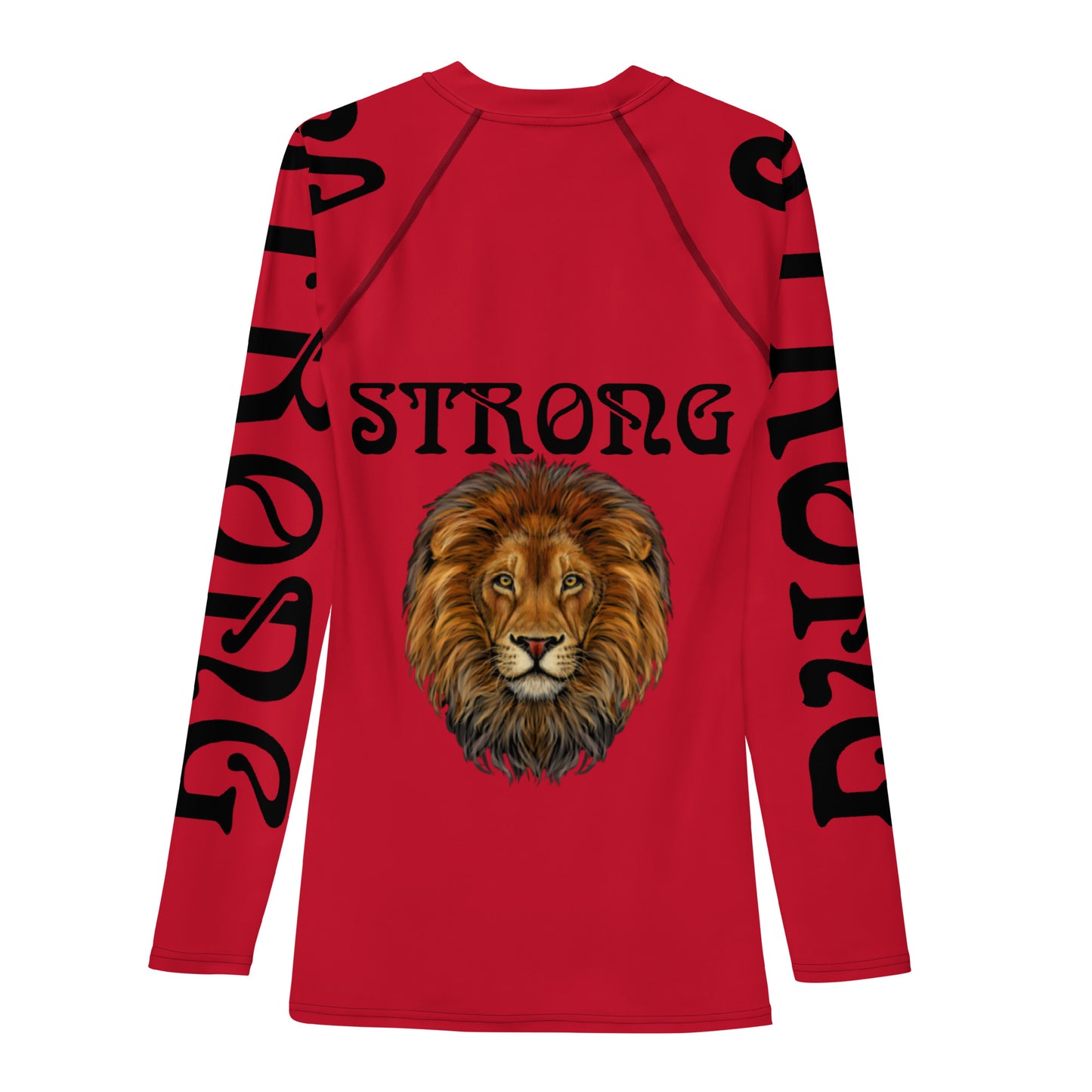 “STRONG”Red Men's Rash Guard W/Black Font