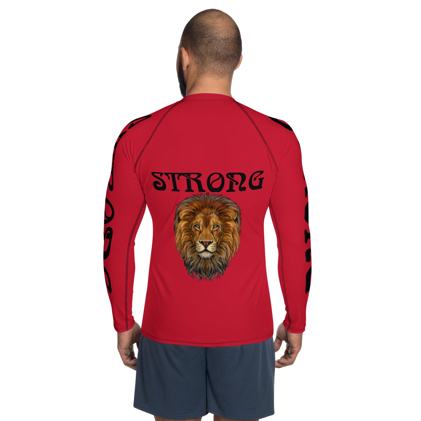 “STRONG”Red Men's Rash Guard W/Black Font