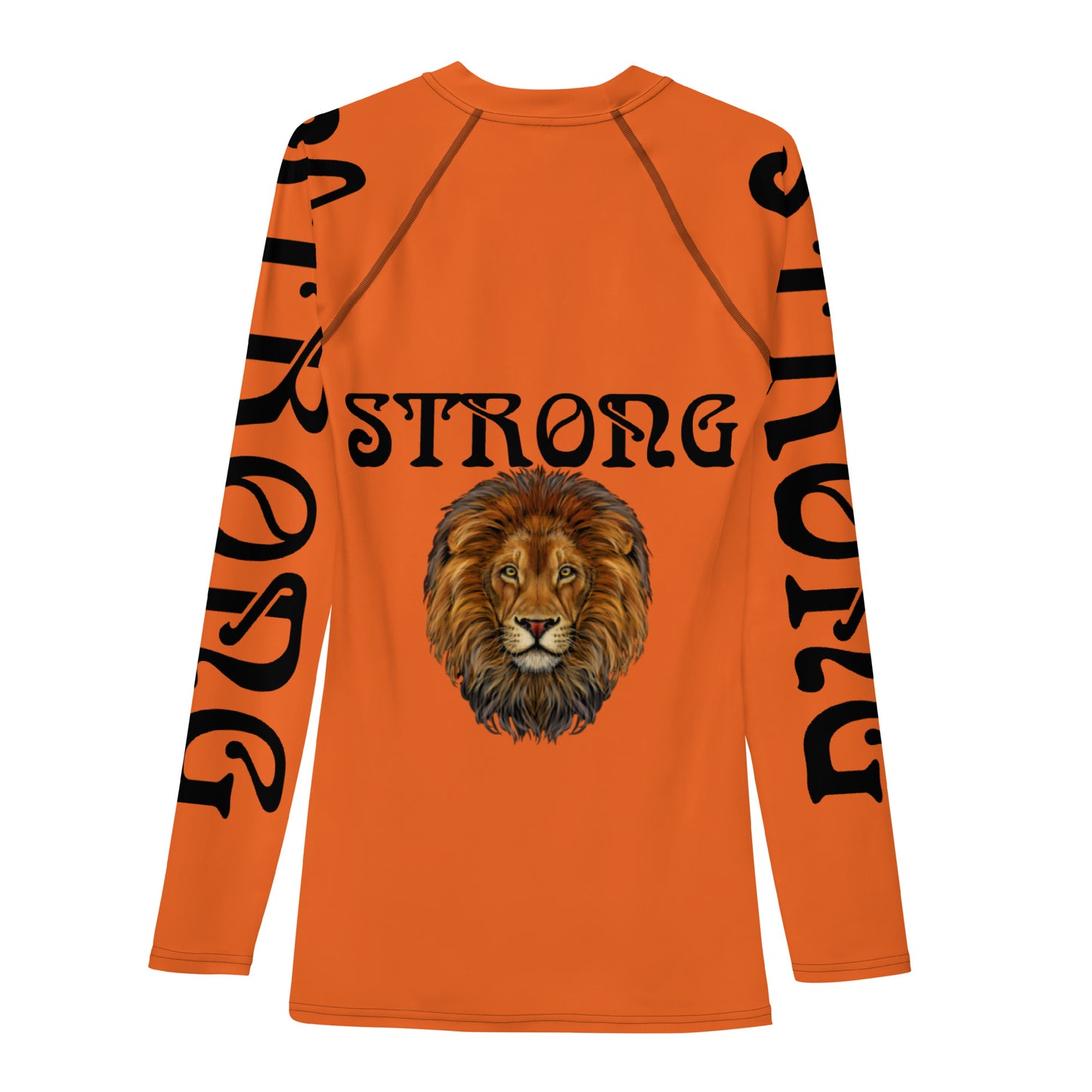 “STRONG”Orange Men's Rash Guard W/Black Font