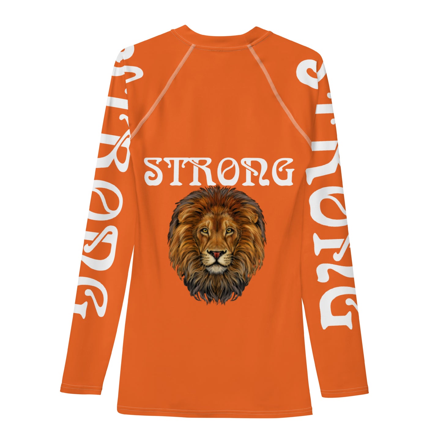 “STRONG”Orange Men's Rash Guard W/White Font