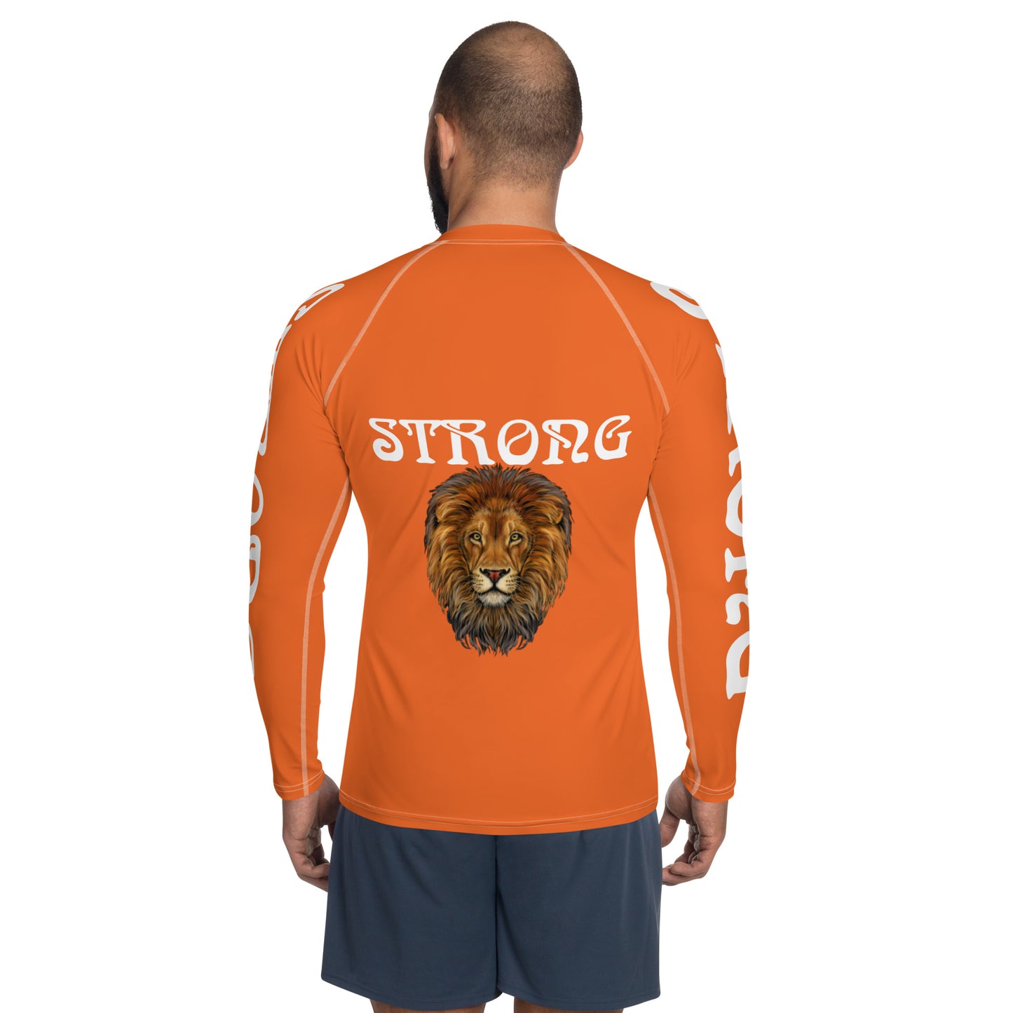 “STRONG”Orange Men's Rash Guard W/White Font