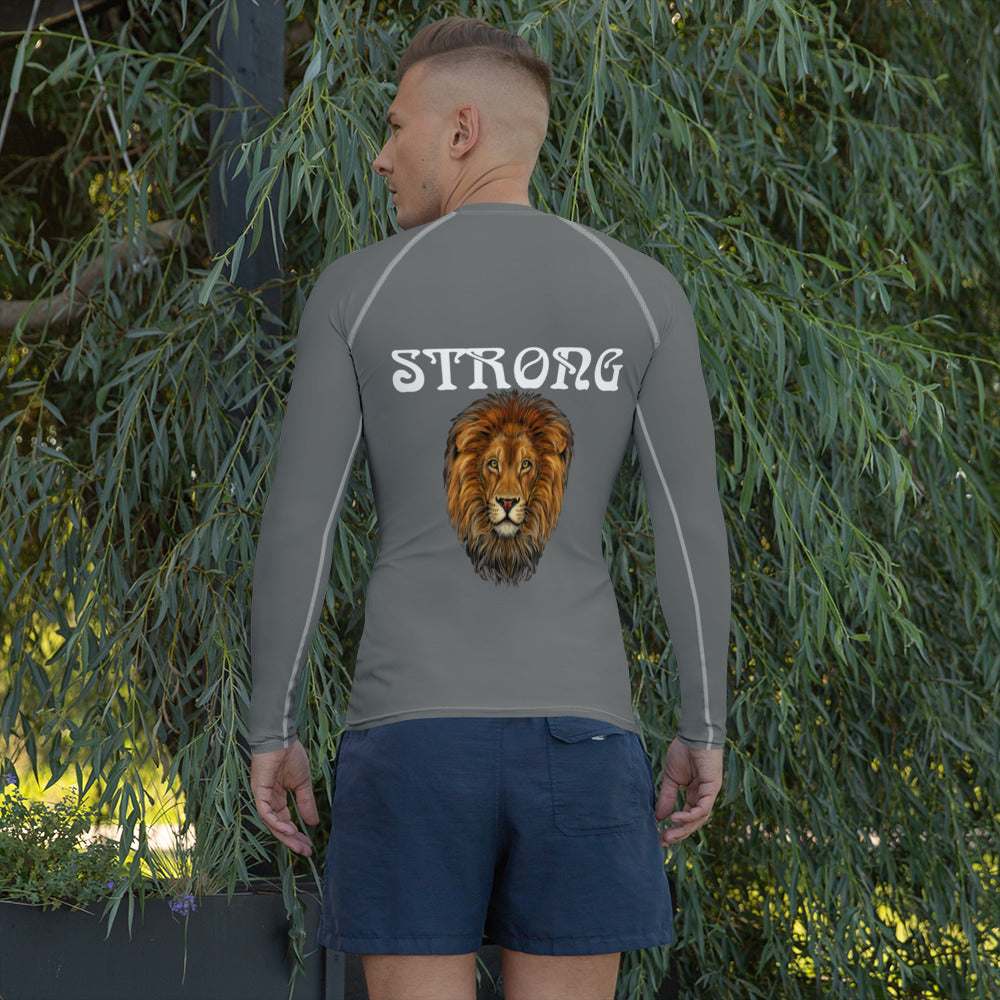 “STRONG”Grey Men's Rash Guard W/White Font
