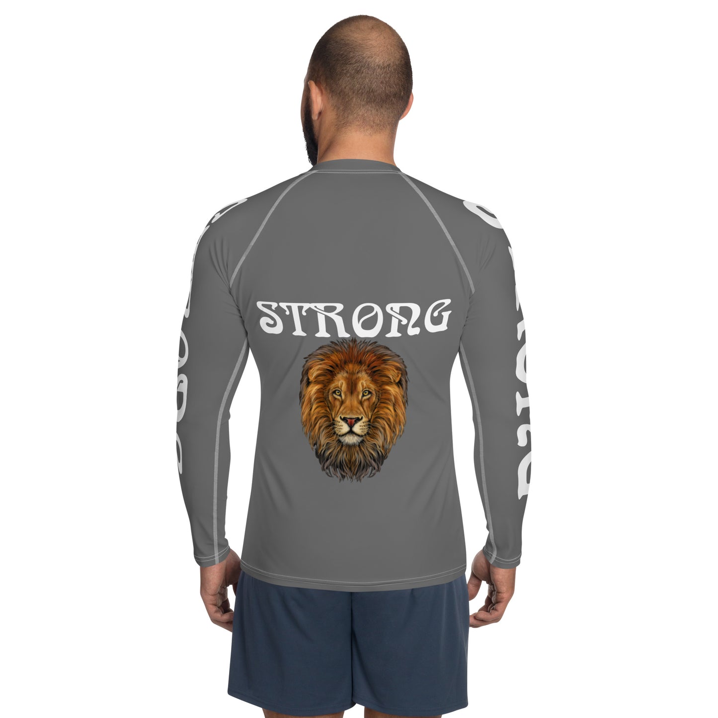 “STRONG”Grey Men's Rash Guard W/White Font