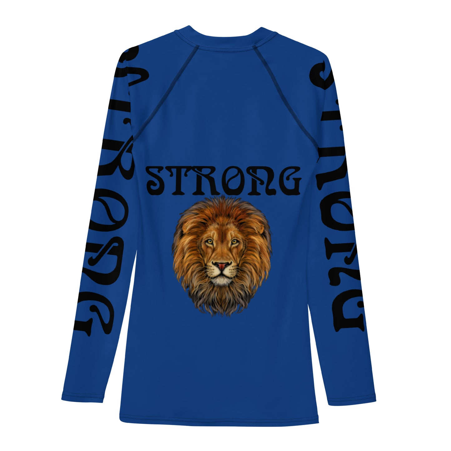 “STRONG”Blue Men's Rash Guard W/Black Font