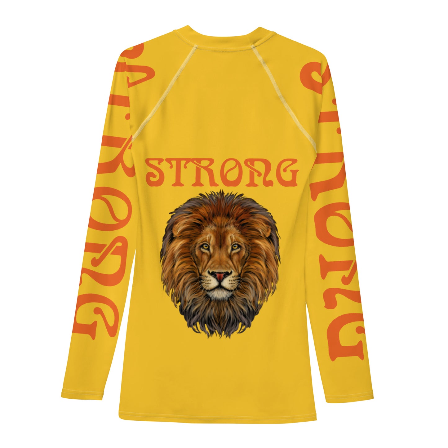 “STRONG”Yellow Men's Rash Guard W/Orange Font