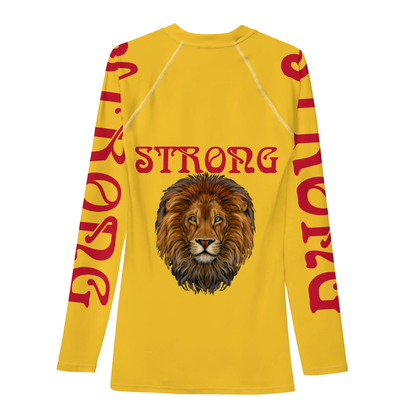 “STRONG”Yellow Men's Rash Guard W/Red Font