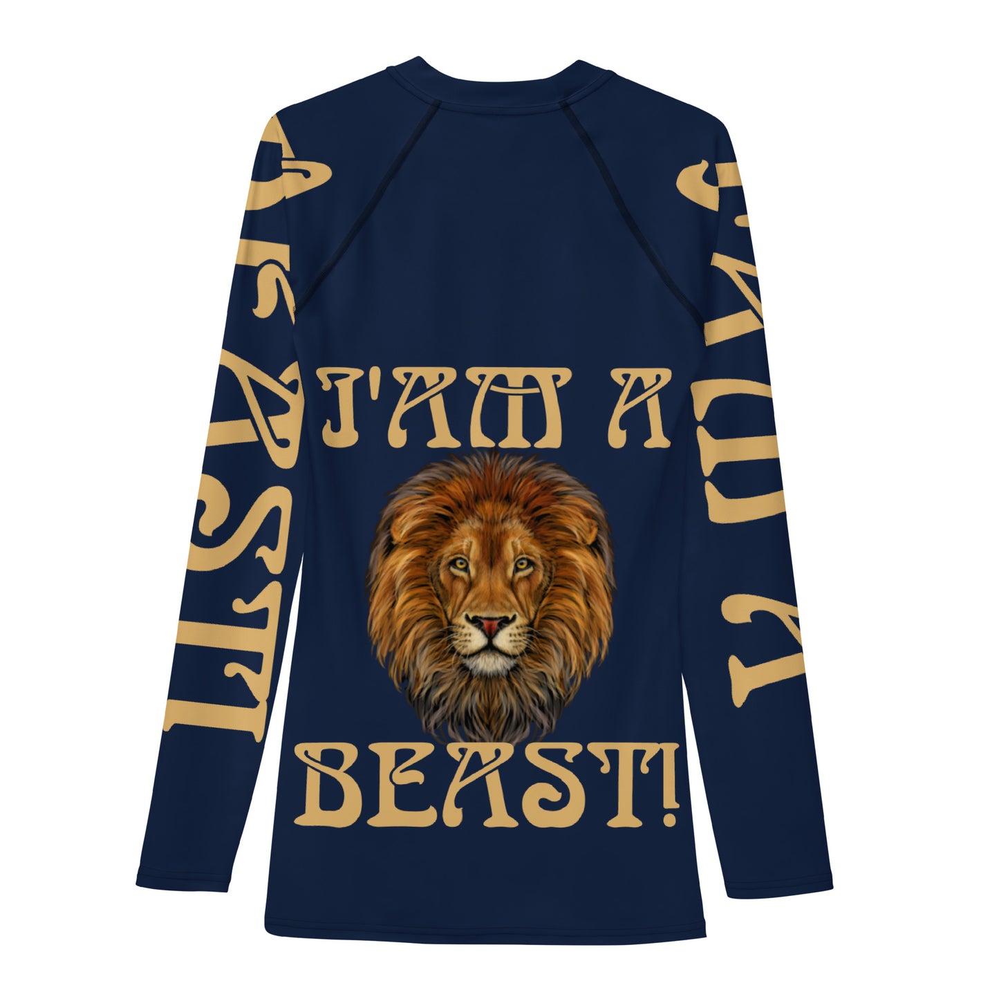 “I’AM A BEAST!”Navy Men's Rash Guard W/Fawn Font