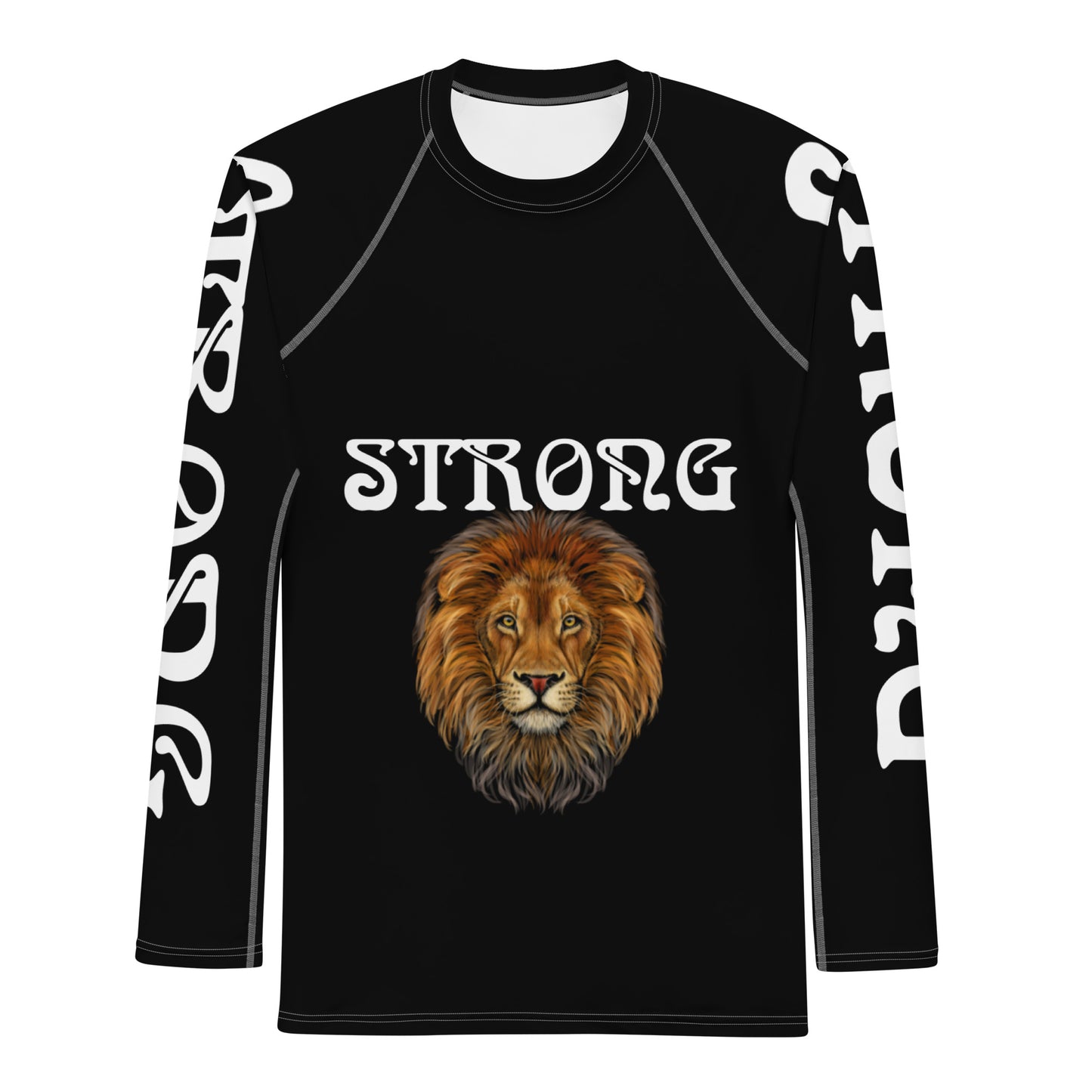 “STRONG”Black Men's Rash Guard W/White Font