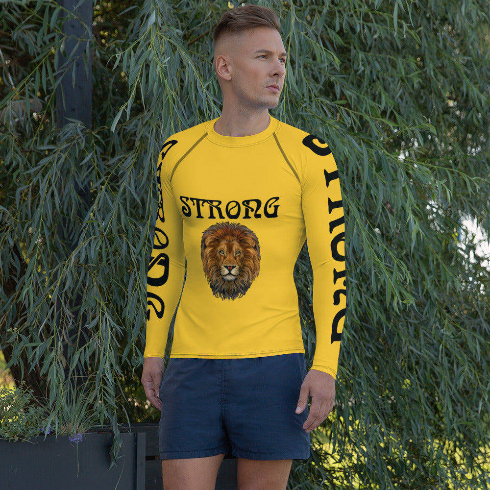 “STRONG”Yellow Men's Rash Guard W/Black Font