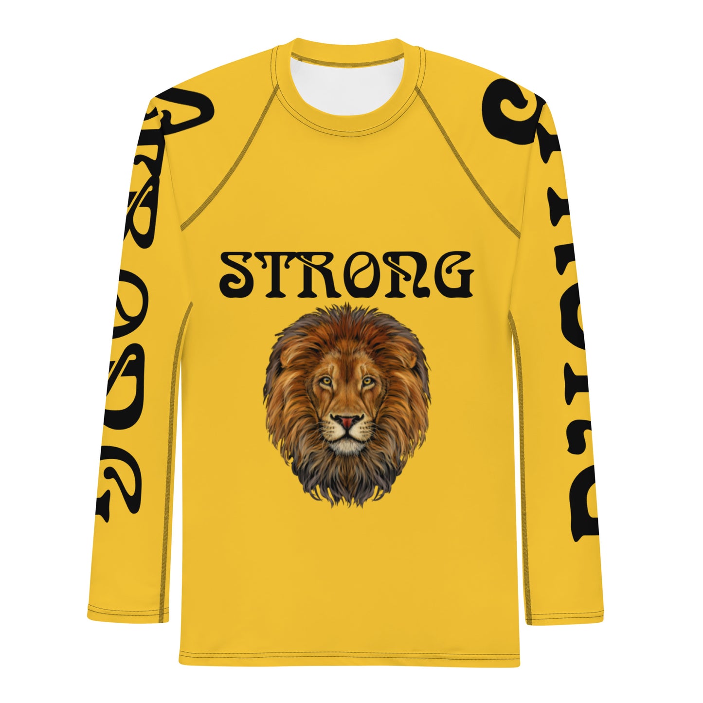 “STRONG”Yellow Men's Rash Guard W/Black Font