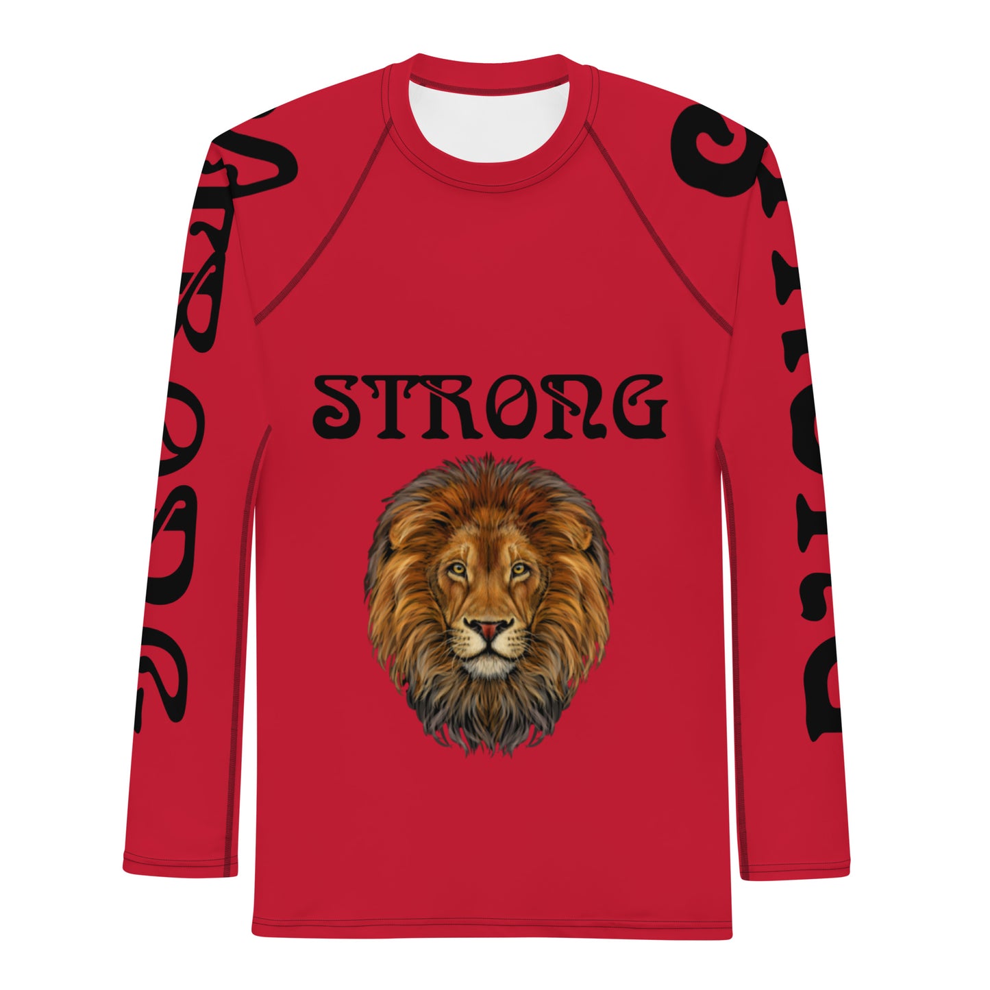 “STRONG”Red Men's Rash Guard W/Black Font