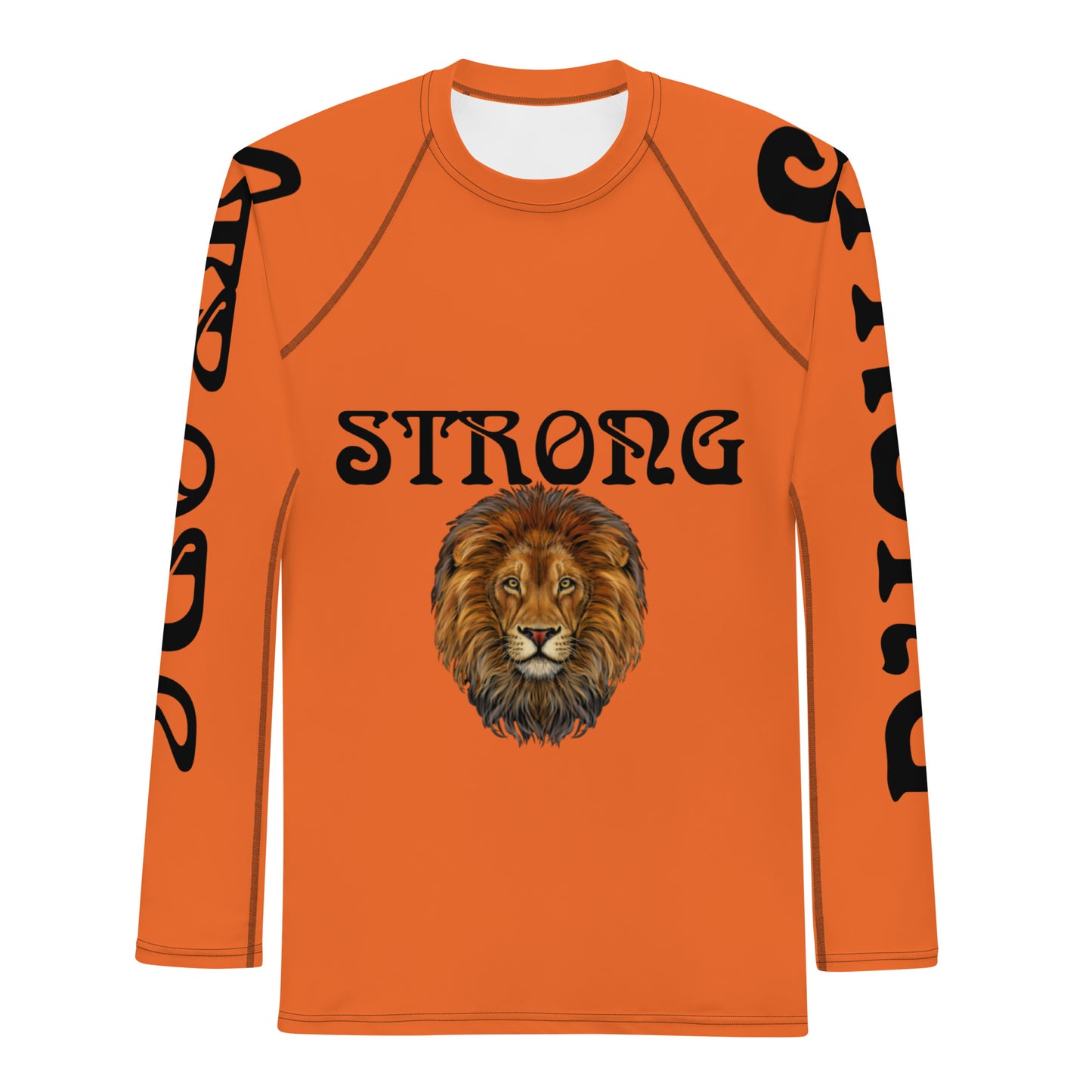 “STRONG”Orange Men's Rash Guard W/Black Font
