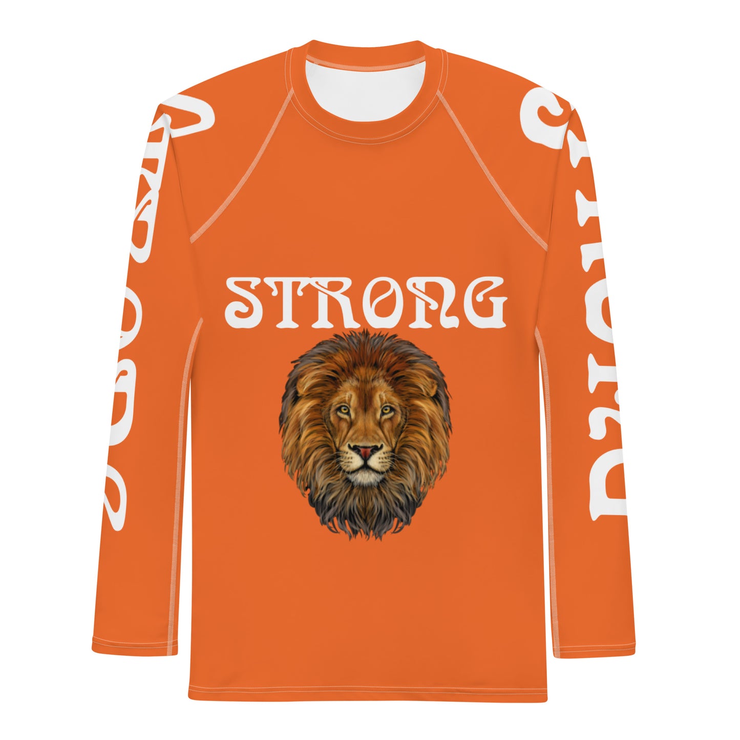 “STRONG”Orange Men's Rash Guard W/White Font