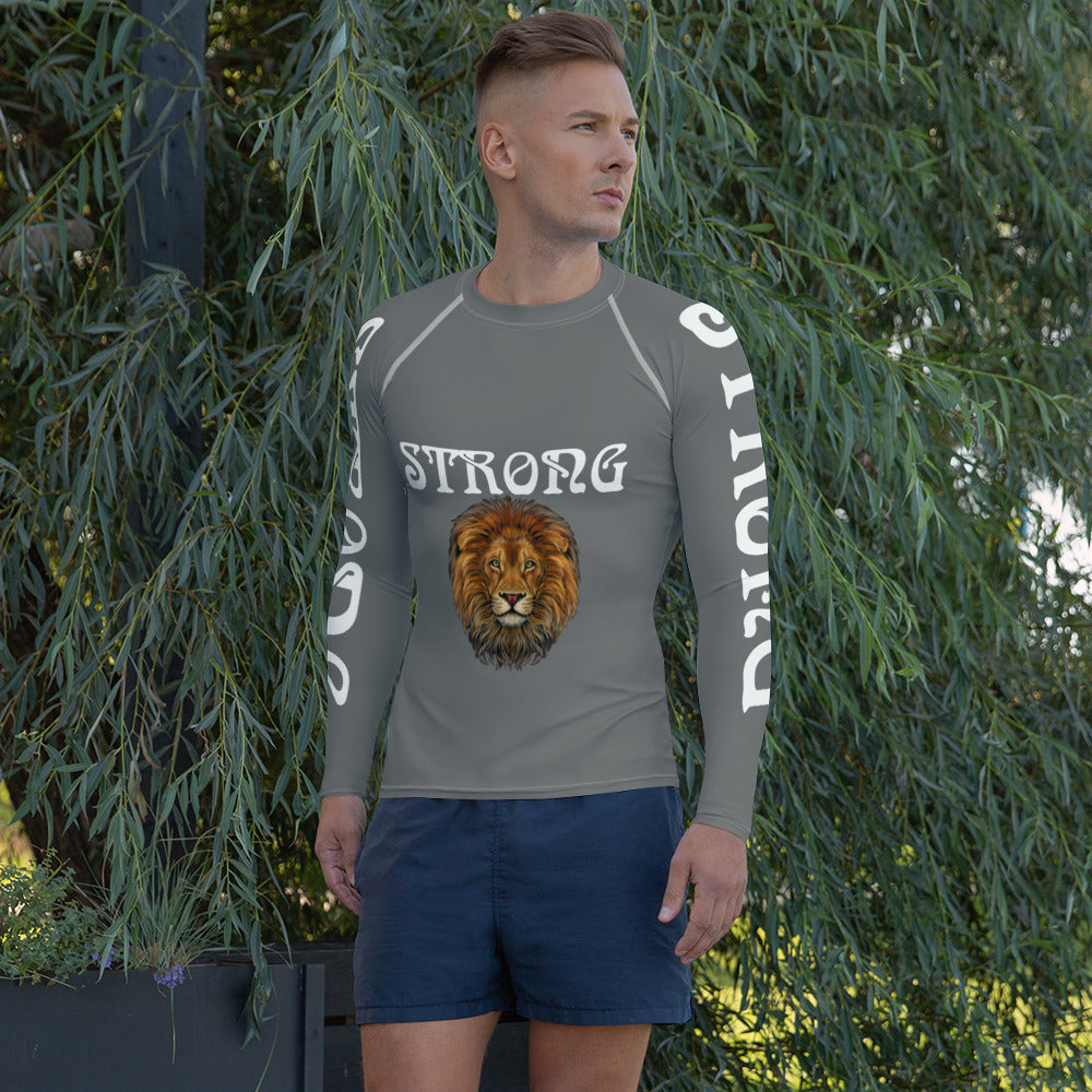 “STRONG”Grey Men's Rash Guard W/White Font