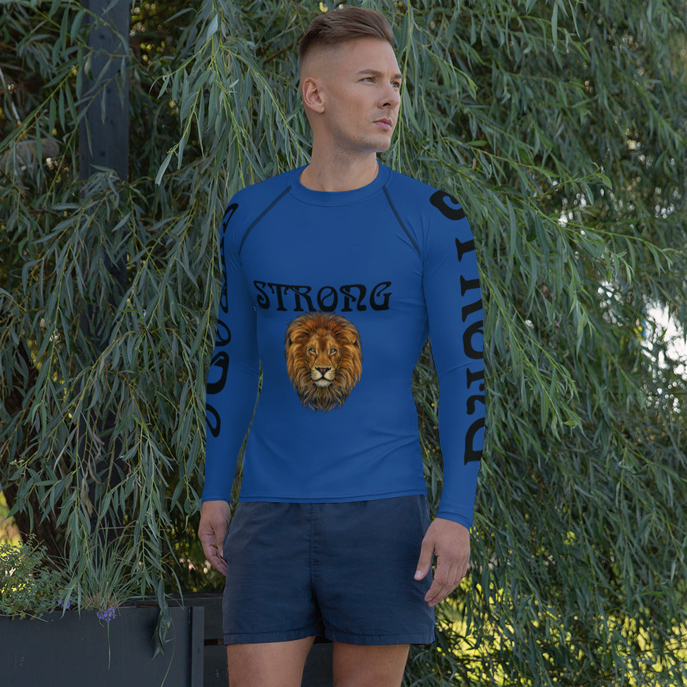 “STRONG”Blue Men's Rash Guard W/Black Font