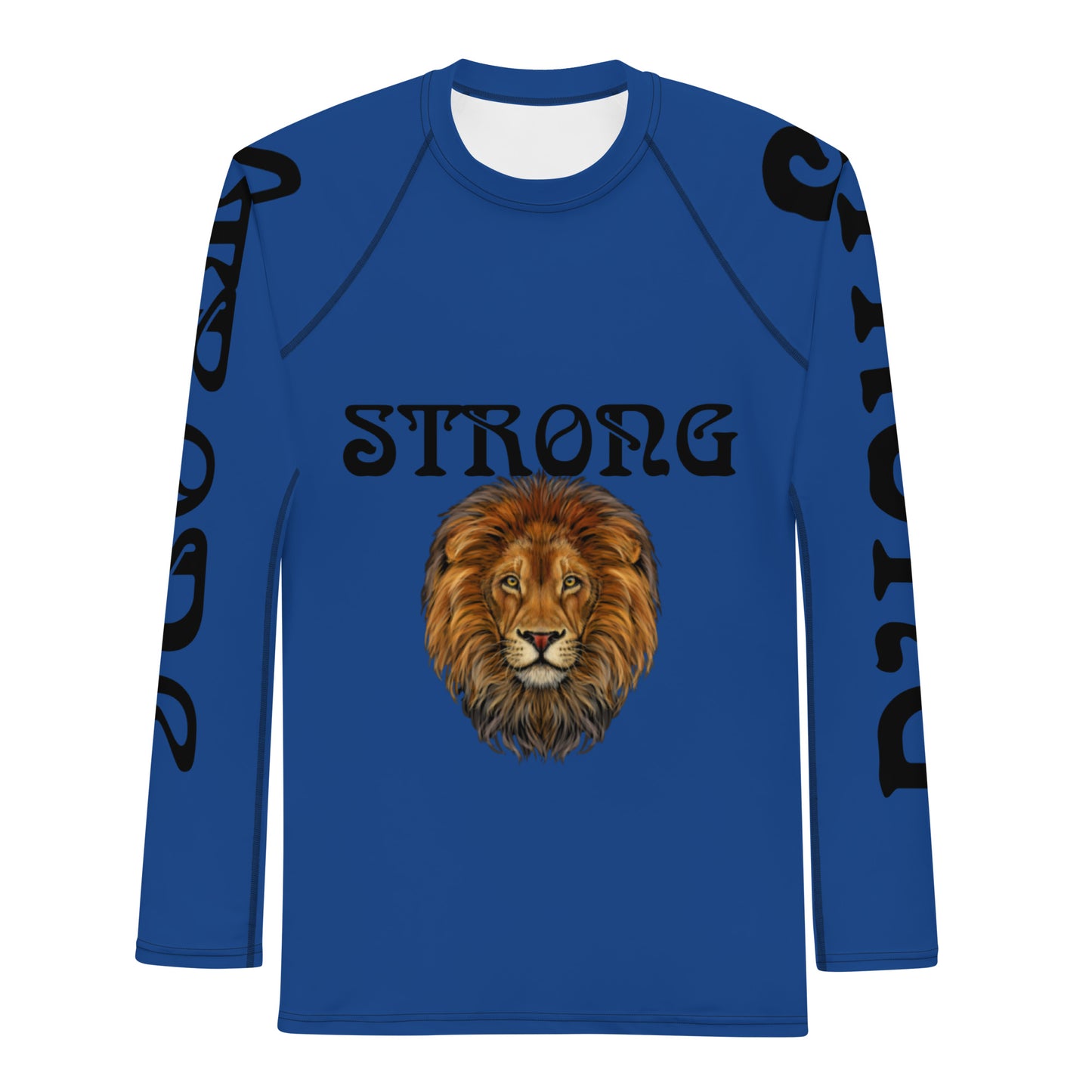 “STRONG”Blue Men's Rash Guard W/Black Font