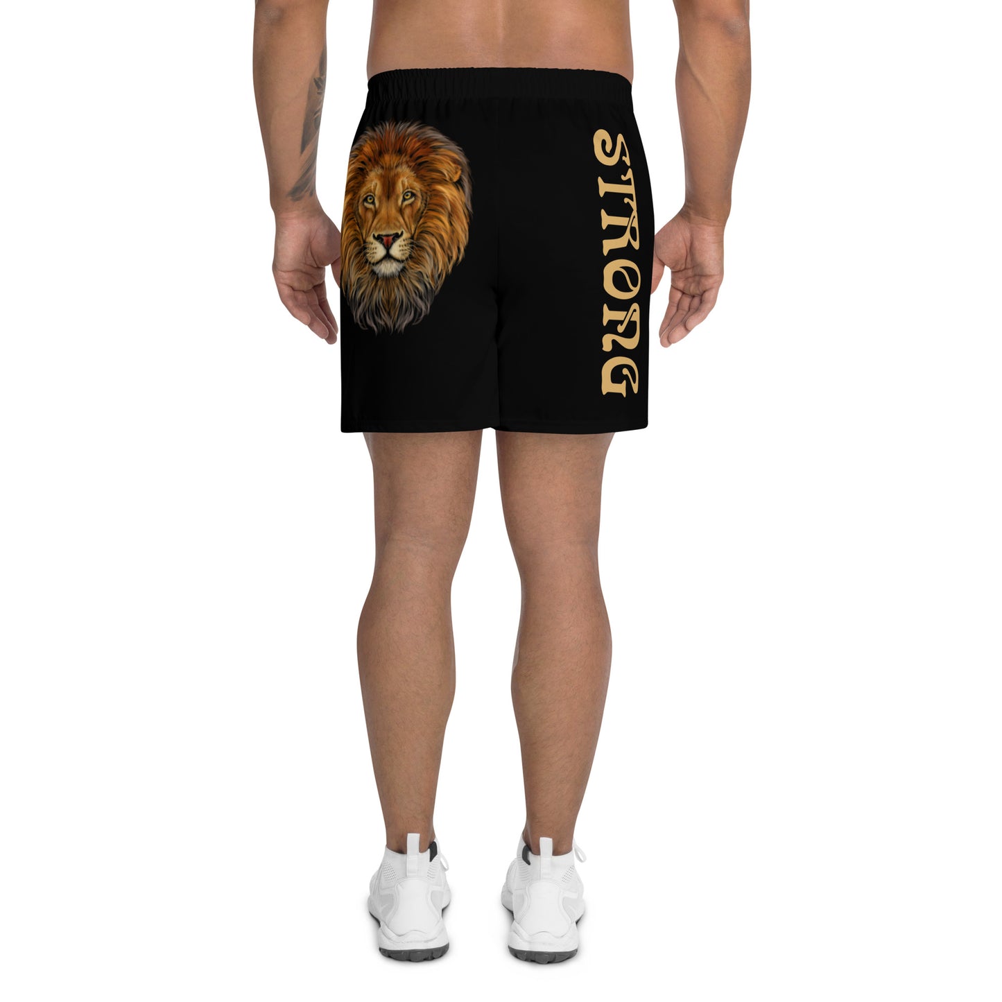 “STRONG”Black Men's Athletic Shorts W/Fawn Font