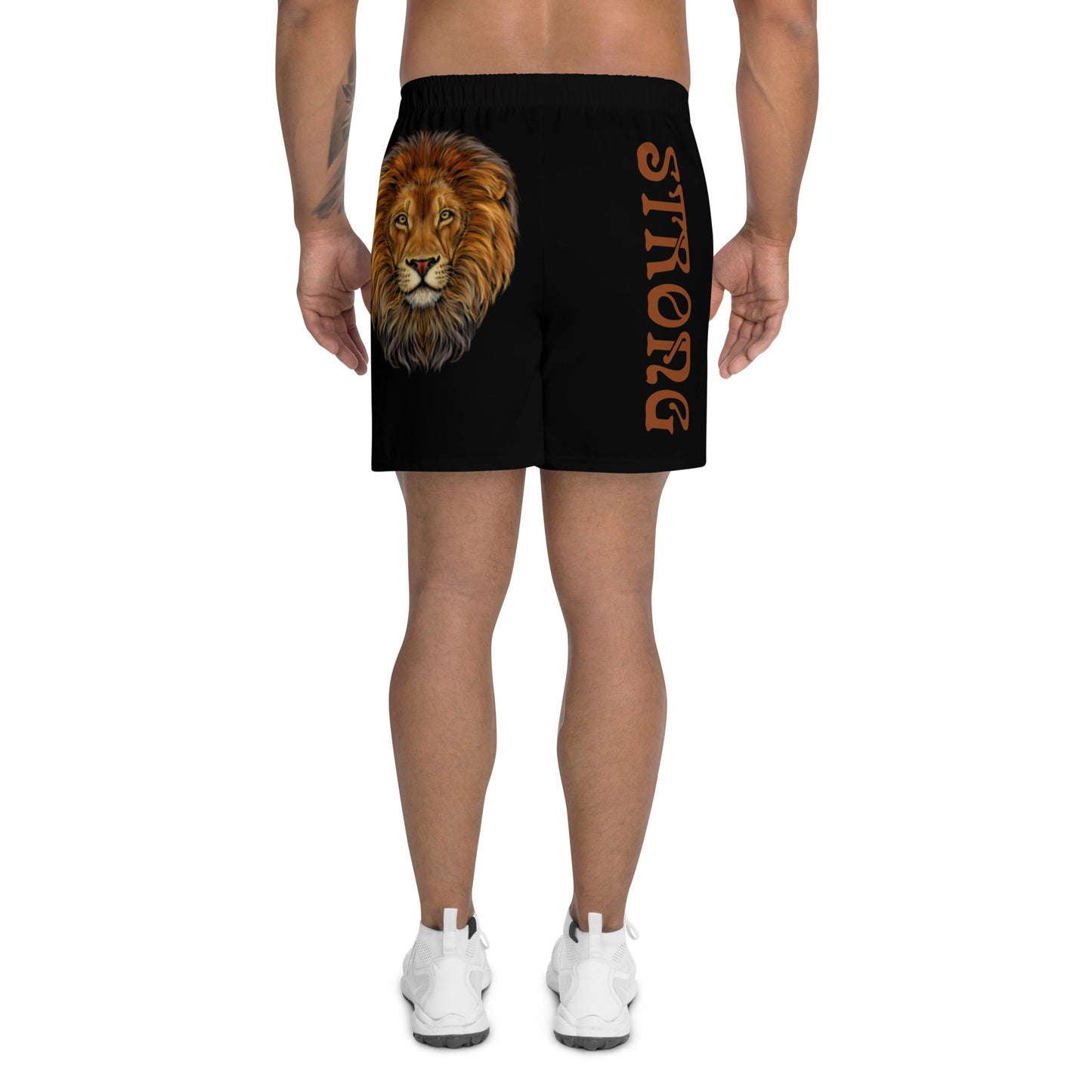 “STRONG”Black Men's Athletic Shorts W/Brown Font