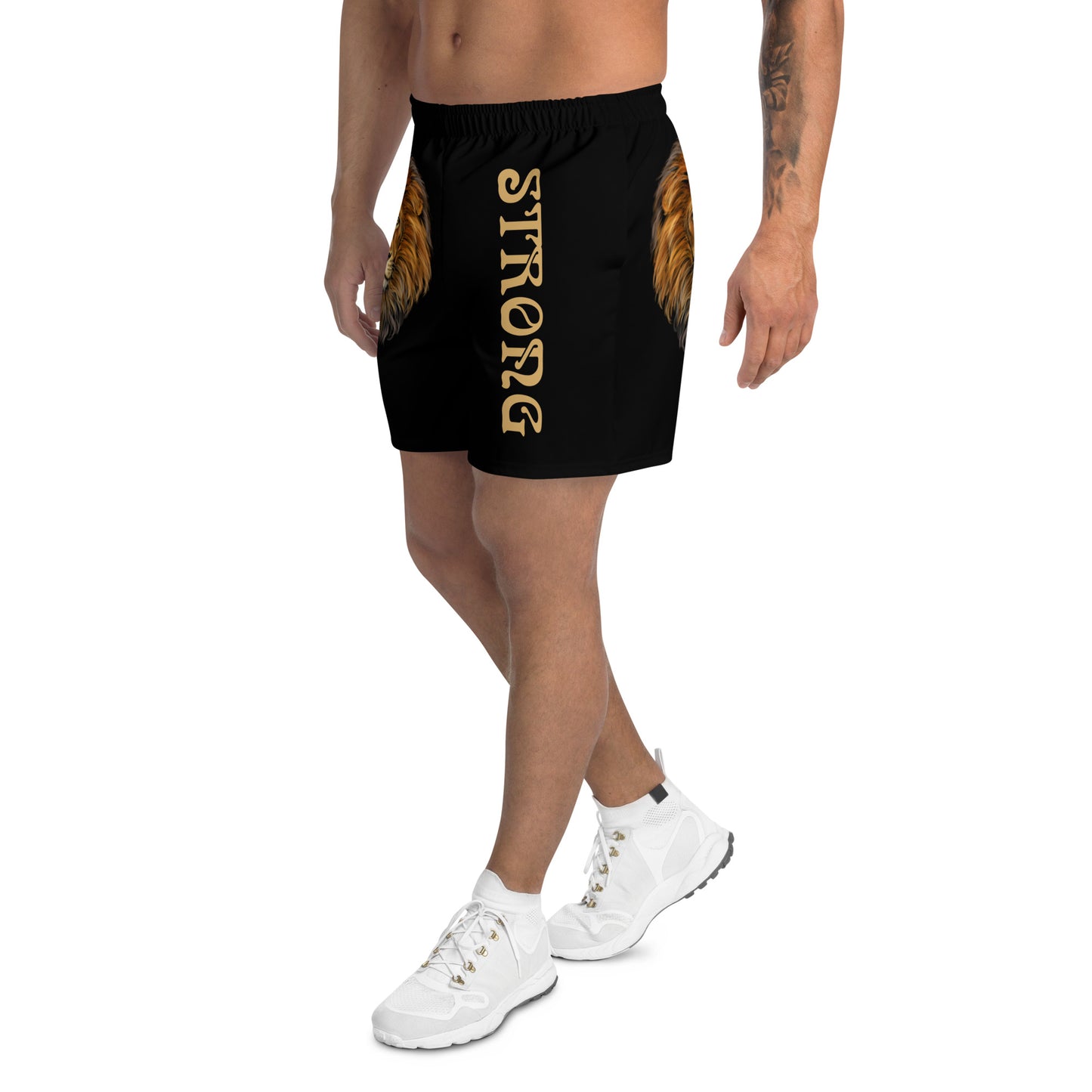 “STRONG”Black Men's Athletic Shorts W/Fawn Font